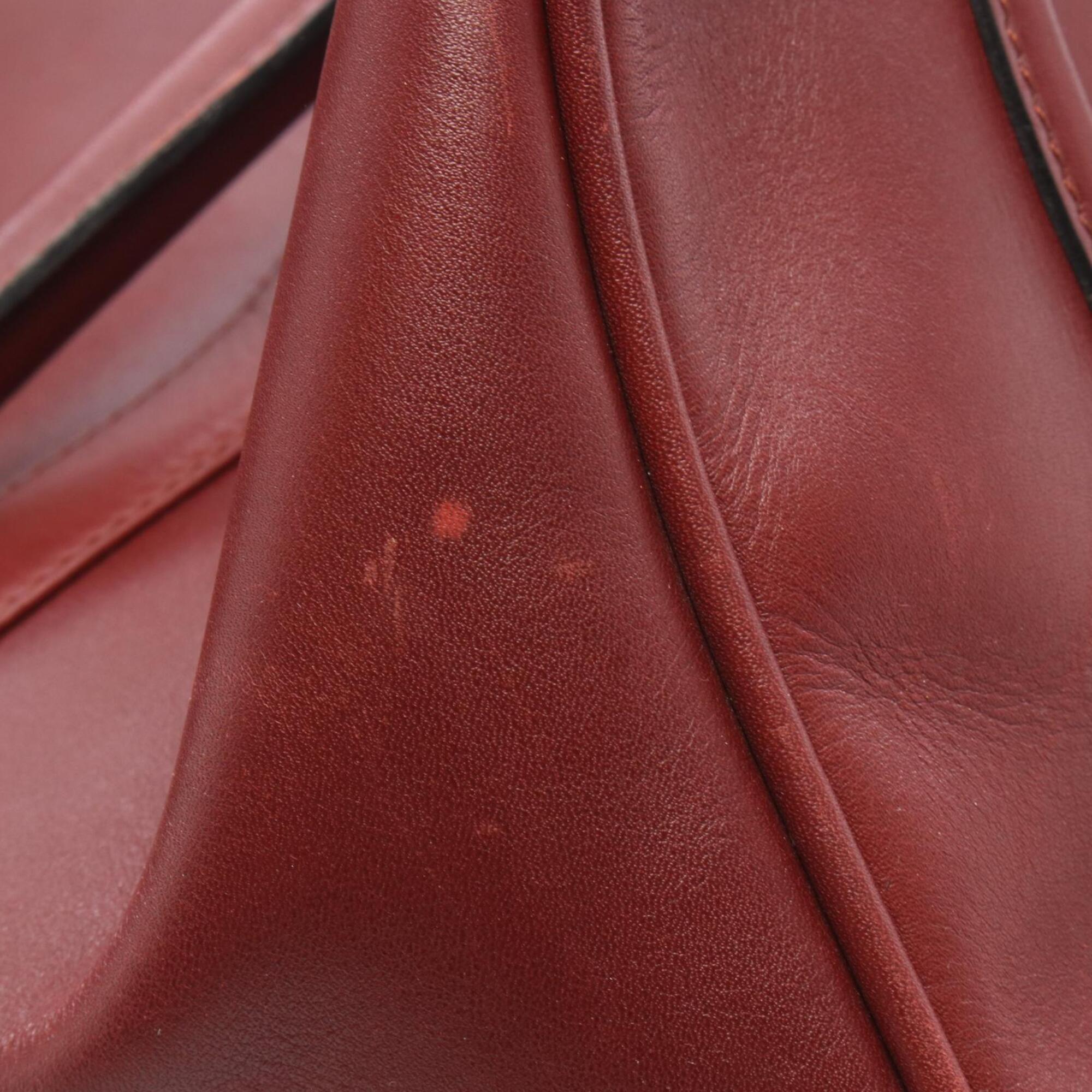 Cartier Bordeaux Leather Boston Bag Handbag (Pre-Owned)