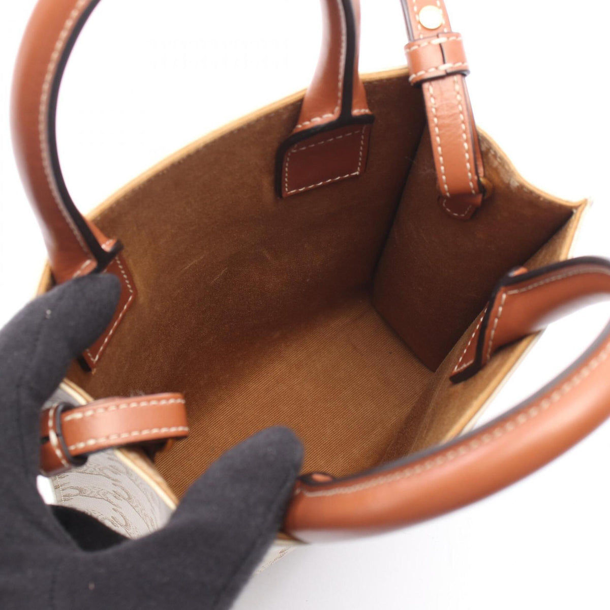 Celine Brown Ivory Coated Canvas Leather Handbag (Pre-Owned)