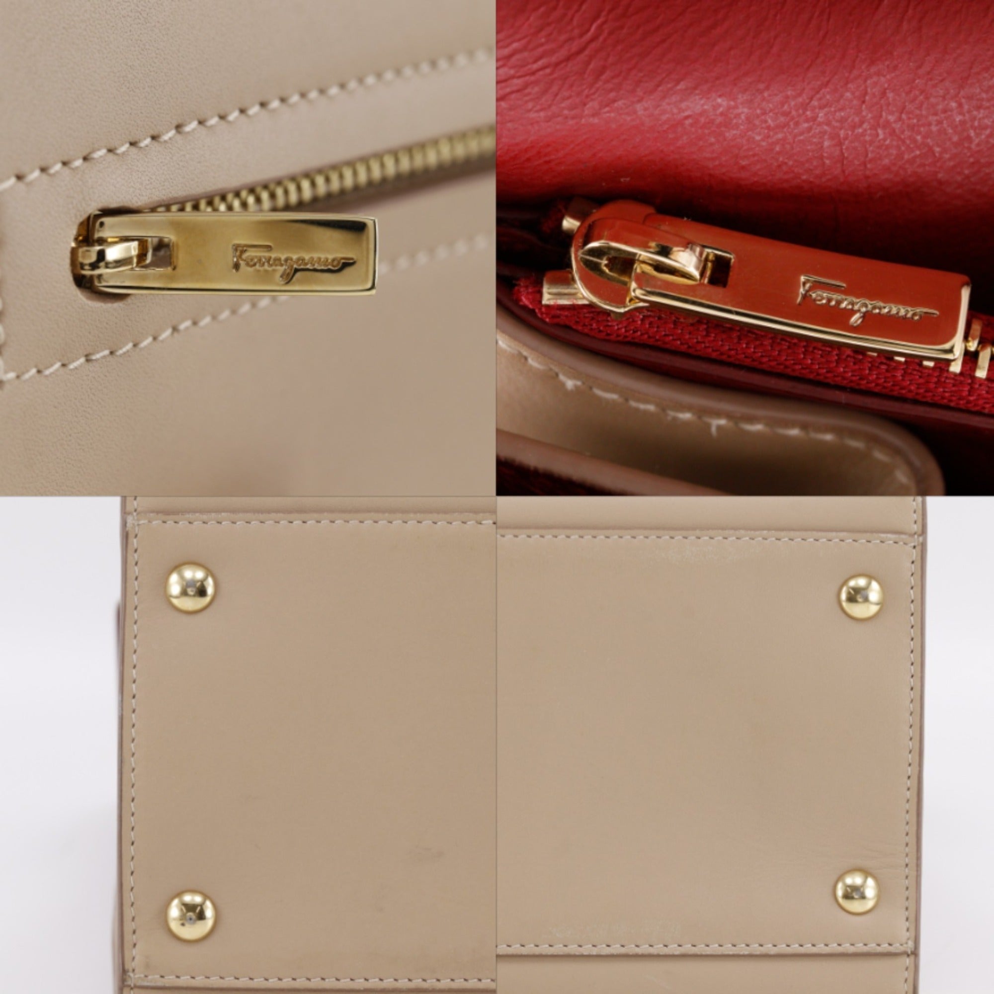 Salvatore Ferragamo Beige Leather Tote Bag (Pre-Owned)