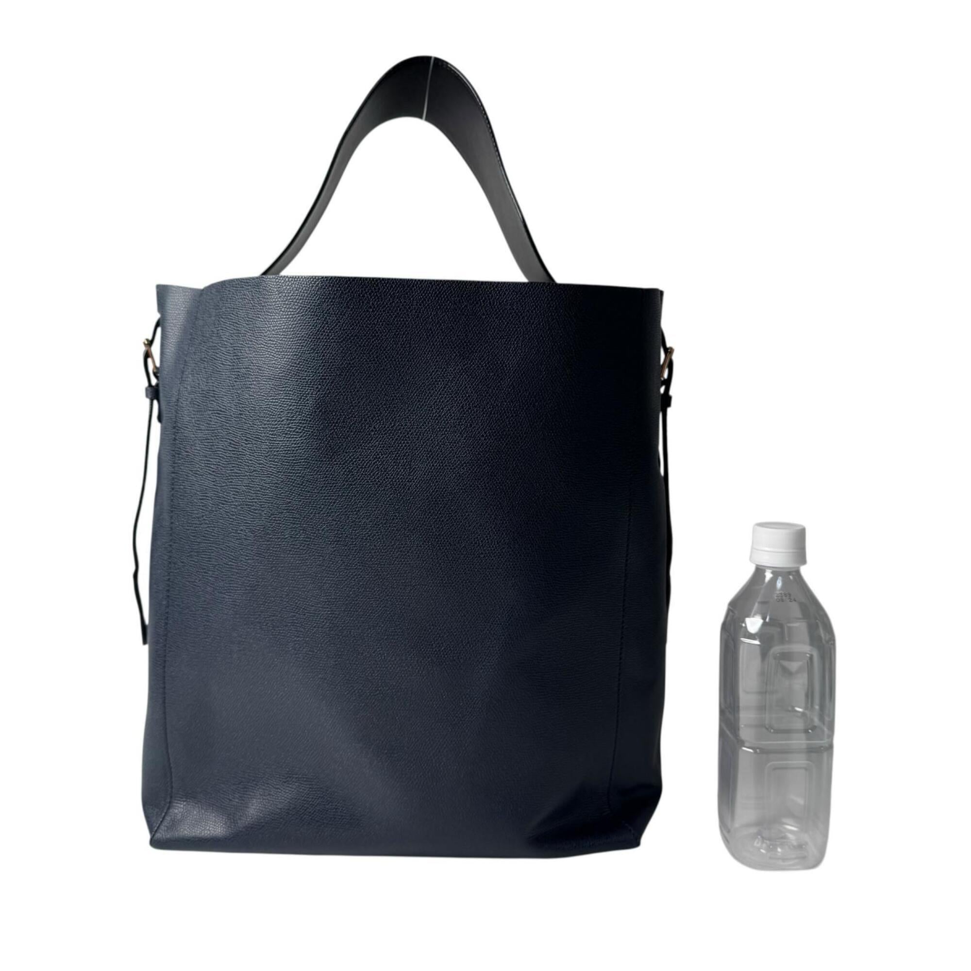 Valextra Navy Leather Pouch Tote Bag (Pre-Owned)