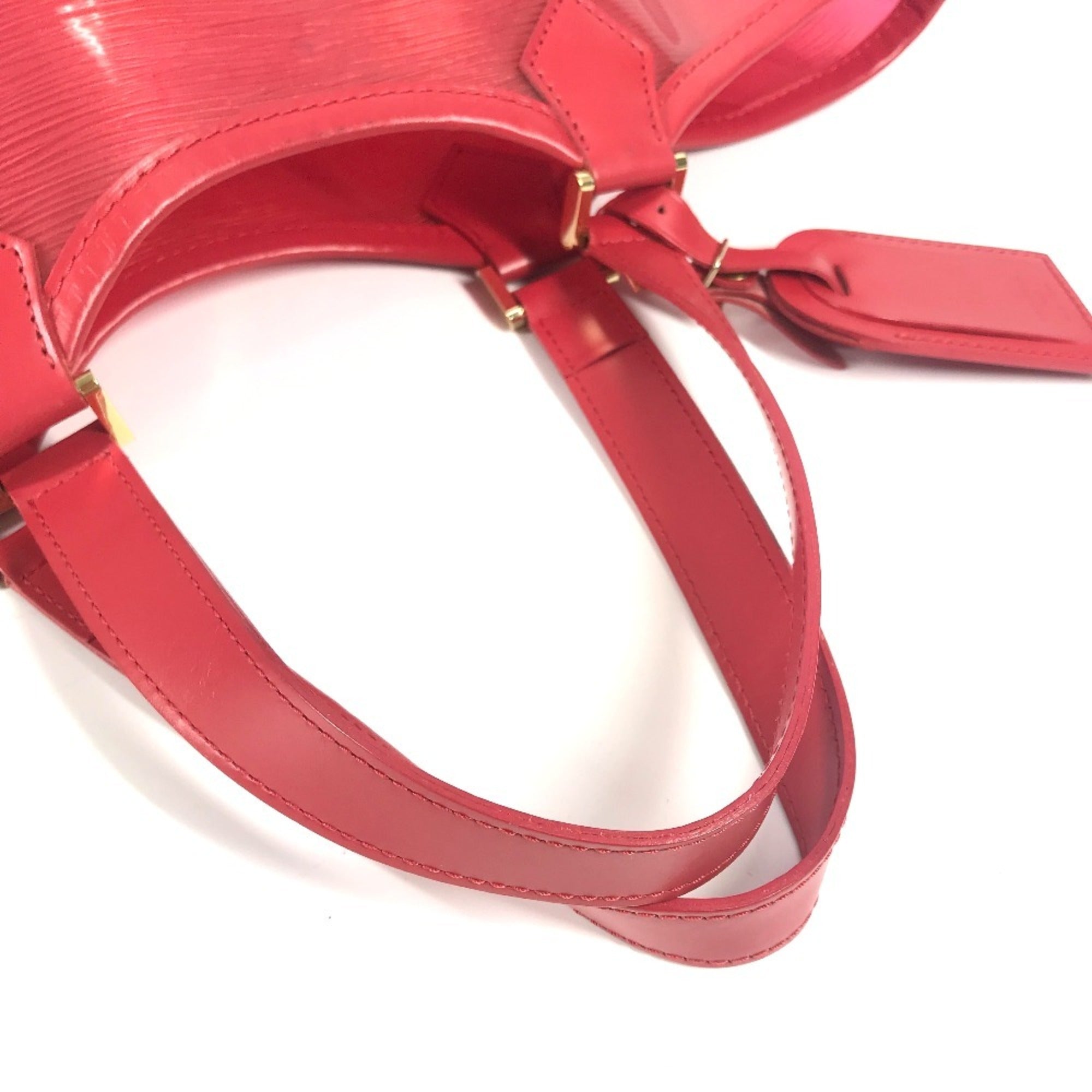 Louis Vuitton Red Color Vinyl Leather Handbag Tote Bag (Pre-Owned)