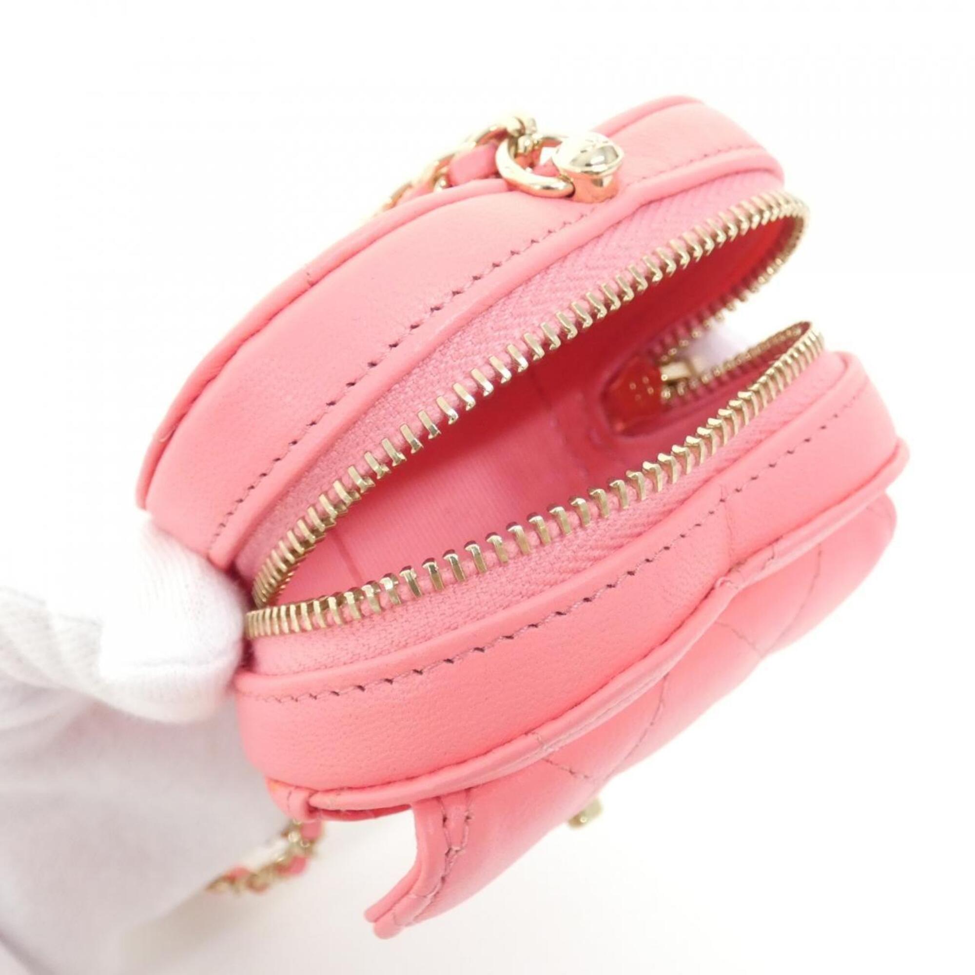 Chanel Pink Leather Coin Purse/Coin Case (Pre-Owned)