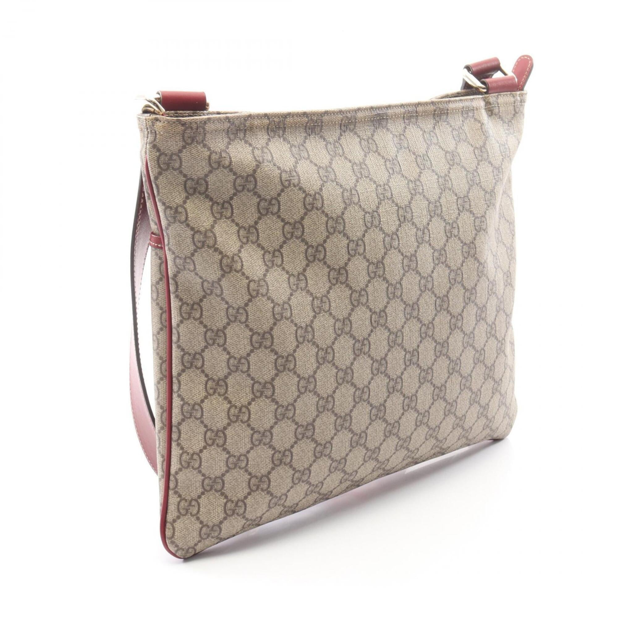 Gucci Beige Red Color Pvc Leather Handbag Shoulder Bag (Pre-Owned)