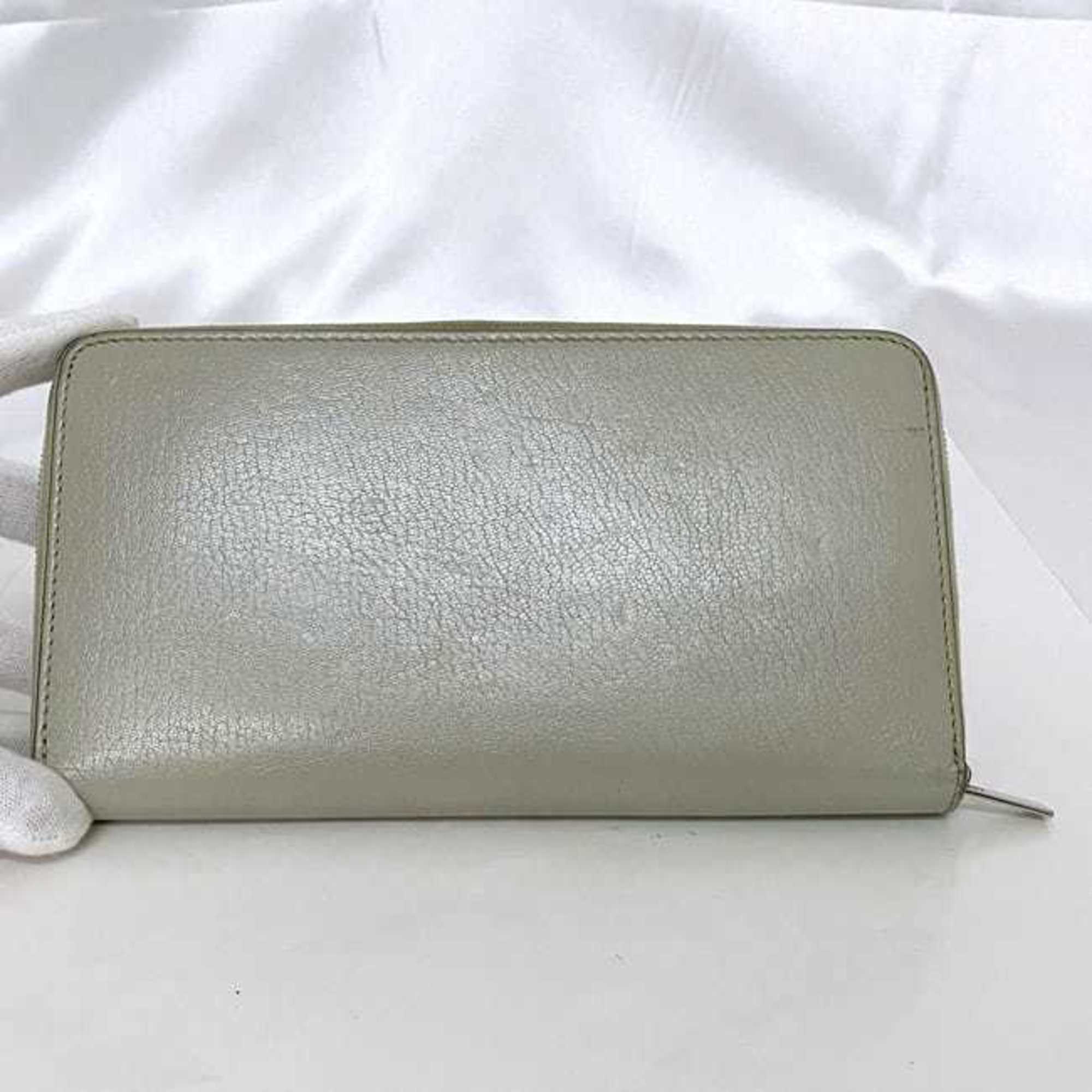 Celine Gray Leather Long Wallet (Bi-Fold) (Pre-Owned)