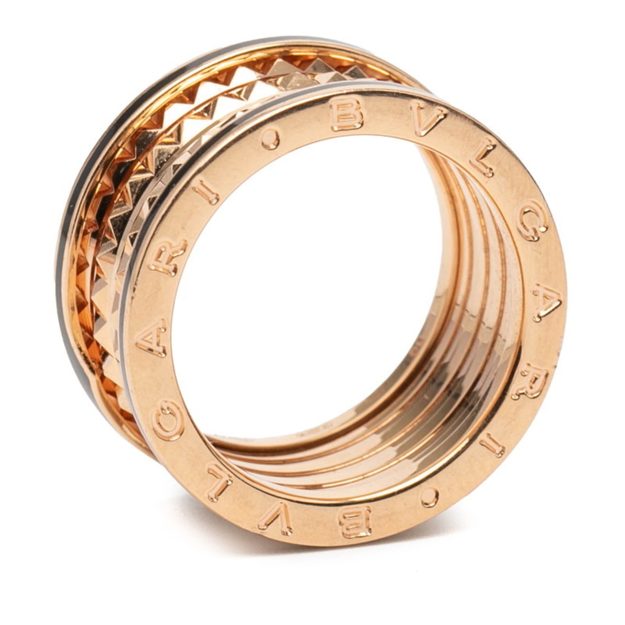 Bvlgari B.Zero1 Pink Gold Black Pink Gold (18K) Ceramic Band Ring (Pre-Owned)