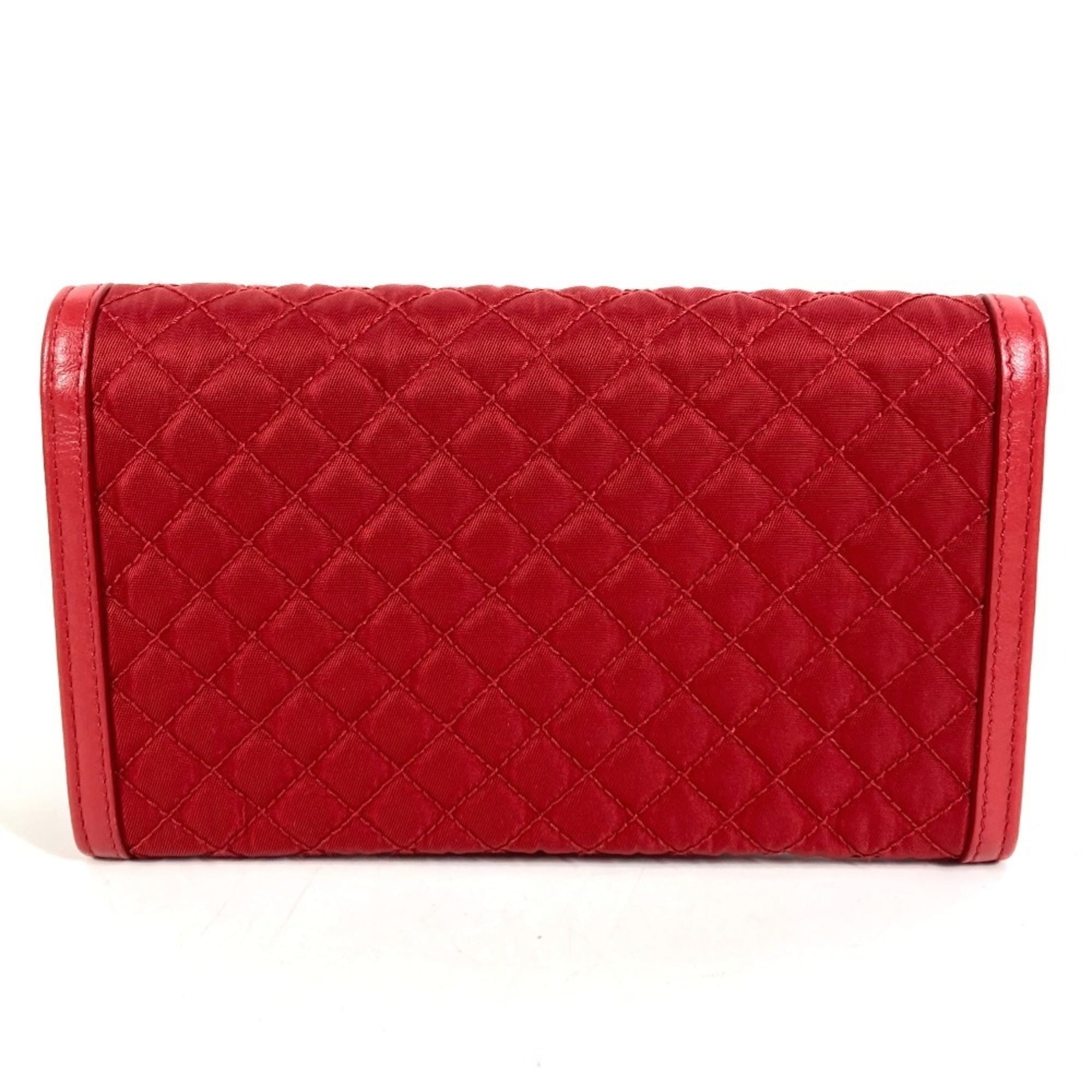 Prada Red Color Quilting Chain/Shoulder Wallet (Pre-Owned)