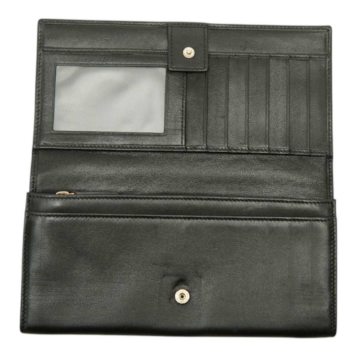 Bvlgari Gold Black Leather Long Wallet (Bi-Fold) (Pre-Owned)