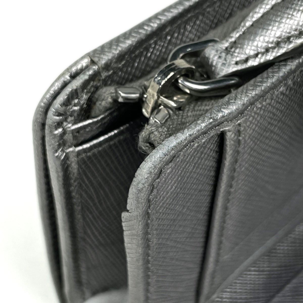 Prada Silver Saffiano Wallet (Bi-Fold) (Pre-Owned)