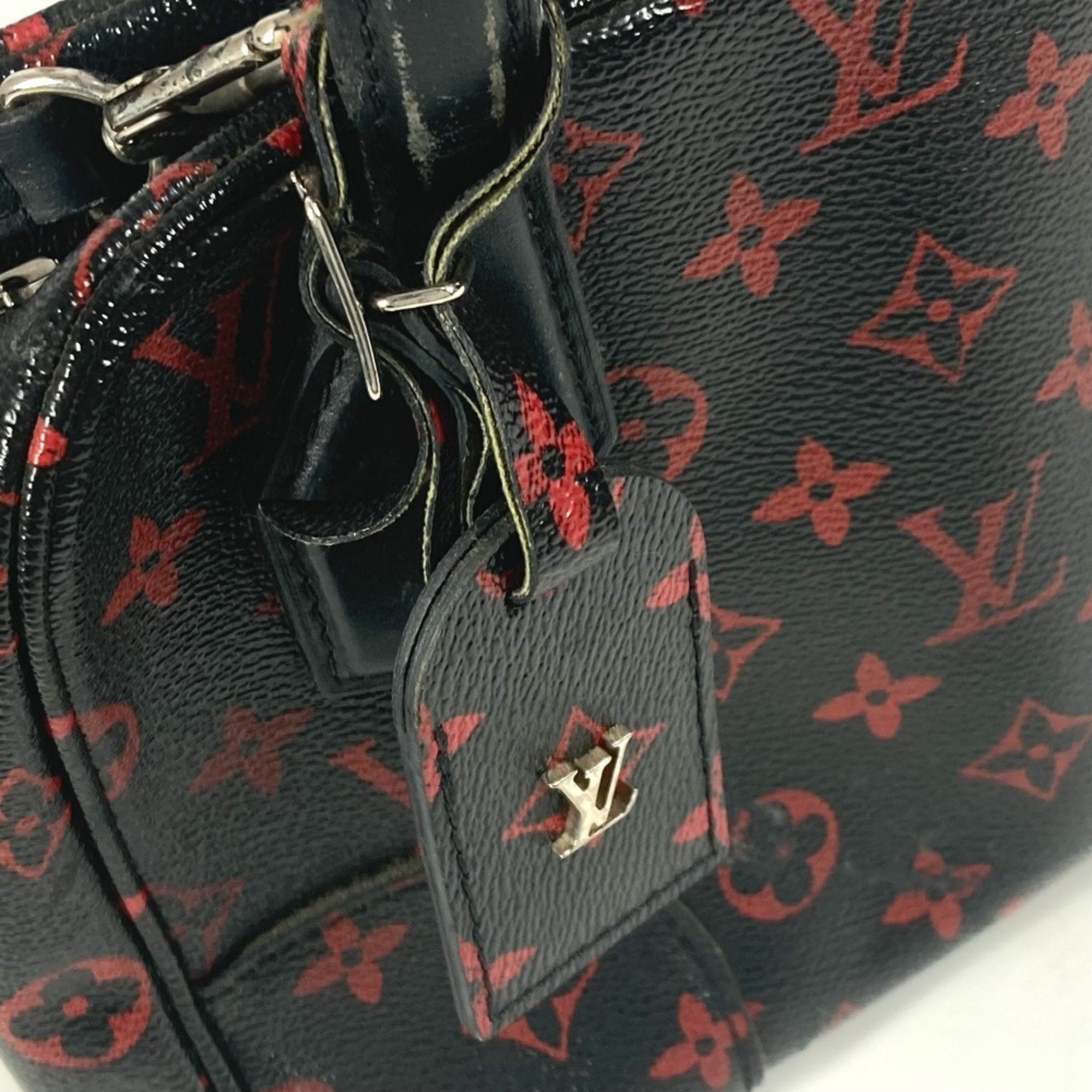 Louis Vuitton Black Red Color Monogram Handbag Shoulder Bag (Pre-Owned)