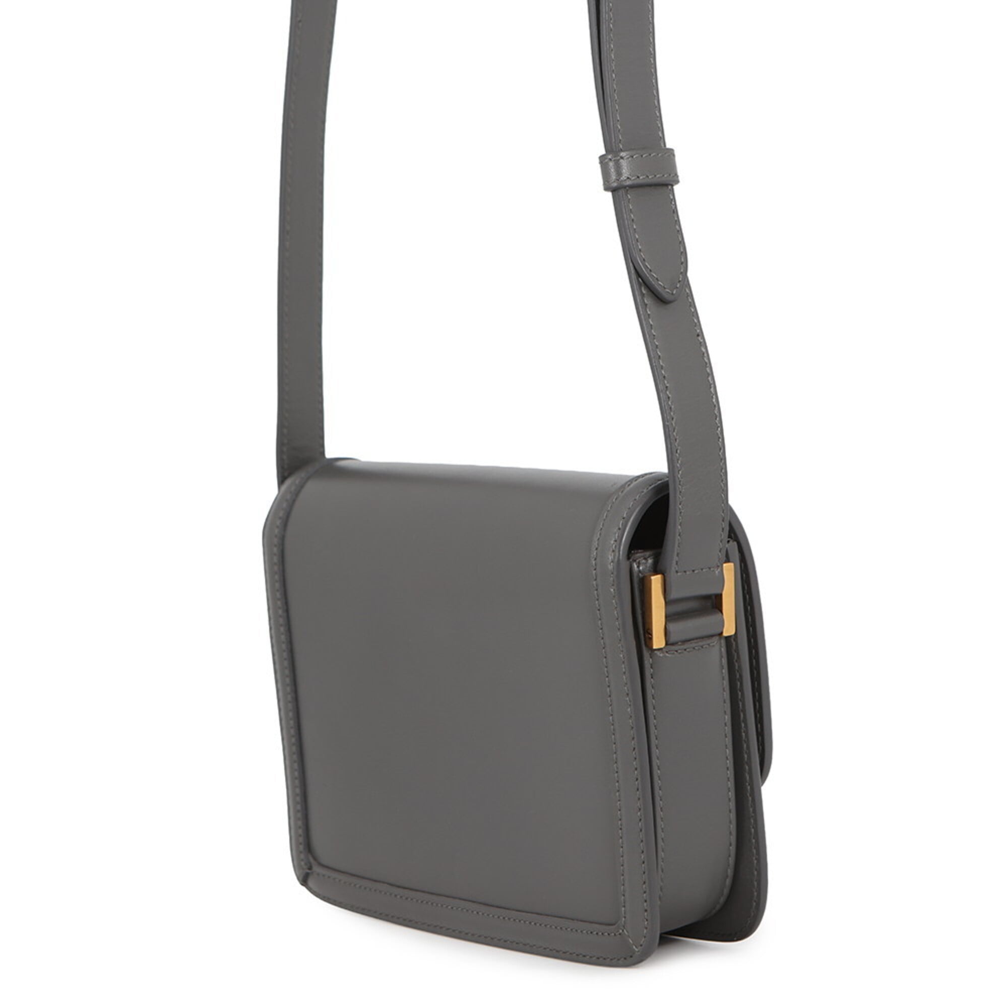 Yves Saint Laurent Gray Leather Handbag Shoulder Bag (Pre-Owned)