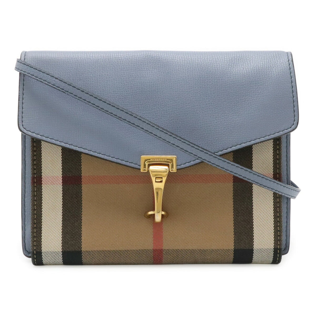 Burberry Beige Light Blue Multi-Color Canvas Leather Shoulder Bag (Pre-Owned)