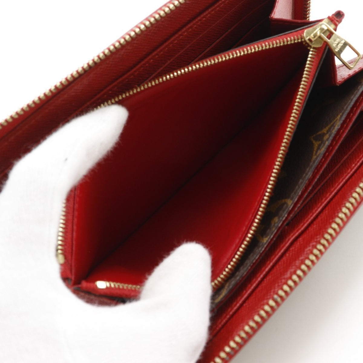 Louis Vuitton Brown Cerise Red Color Monogram Canvas Long Wallet (Bi-Fold) (Pre-Owned)
