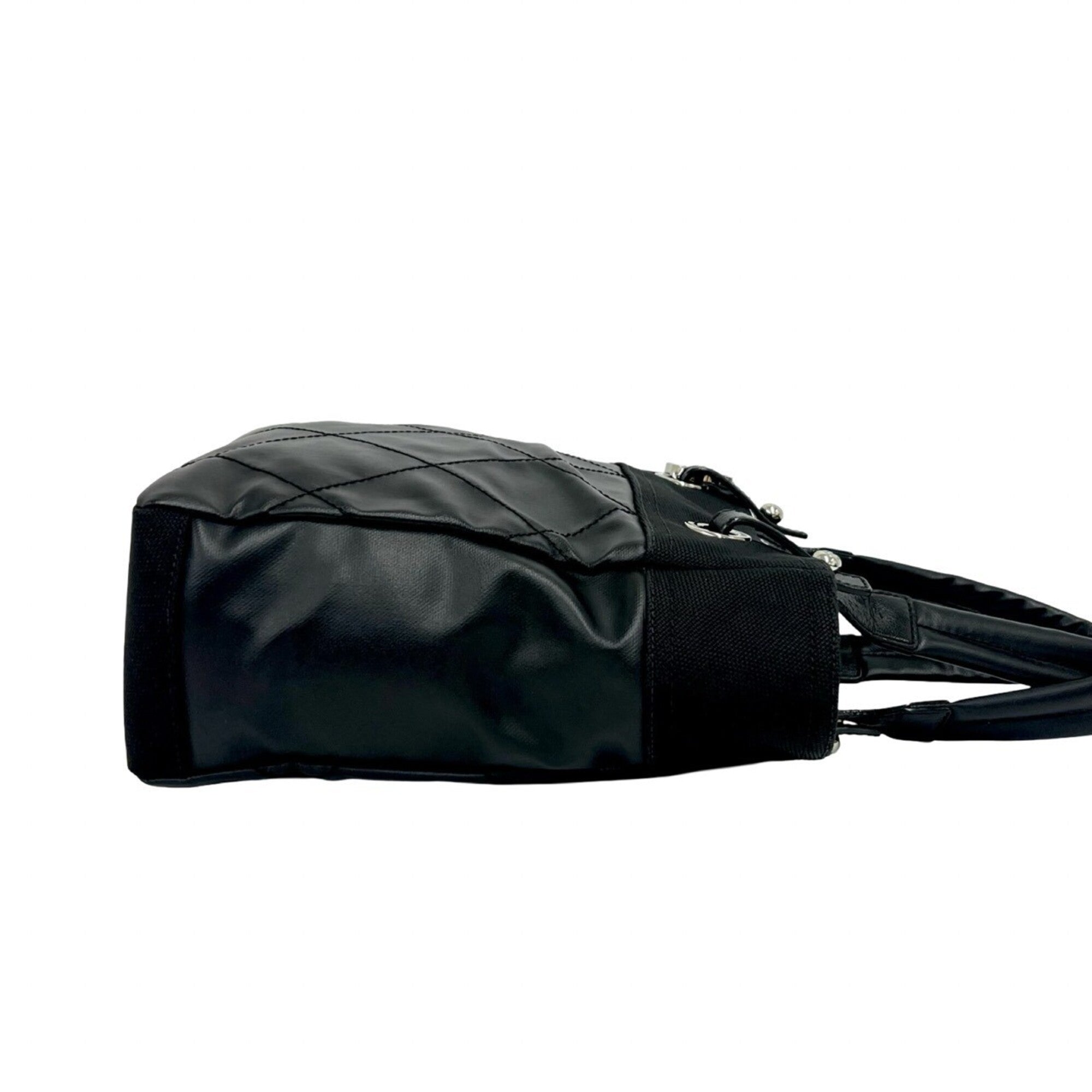 Chanel Black Leather Pvc Shoulder Bag Tote Bag (Pre-Owned)