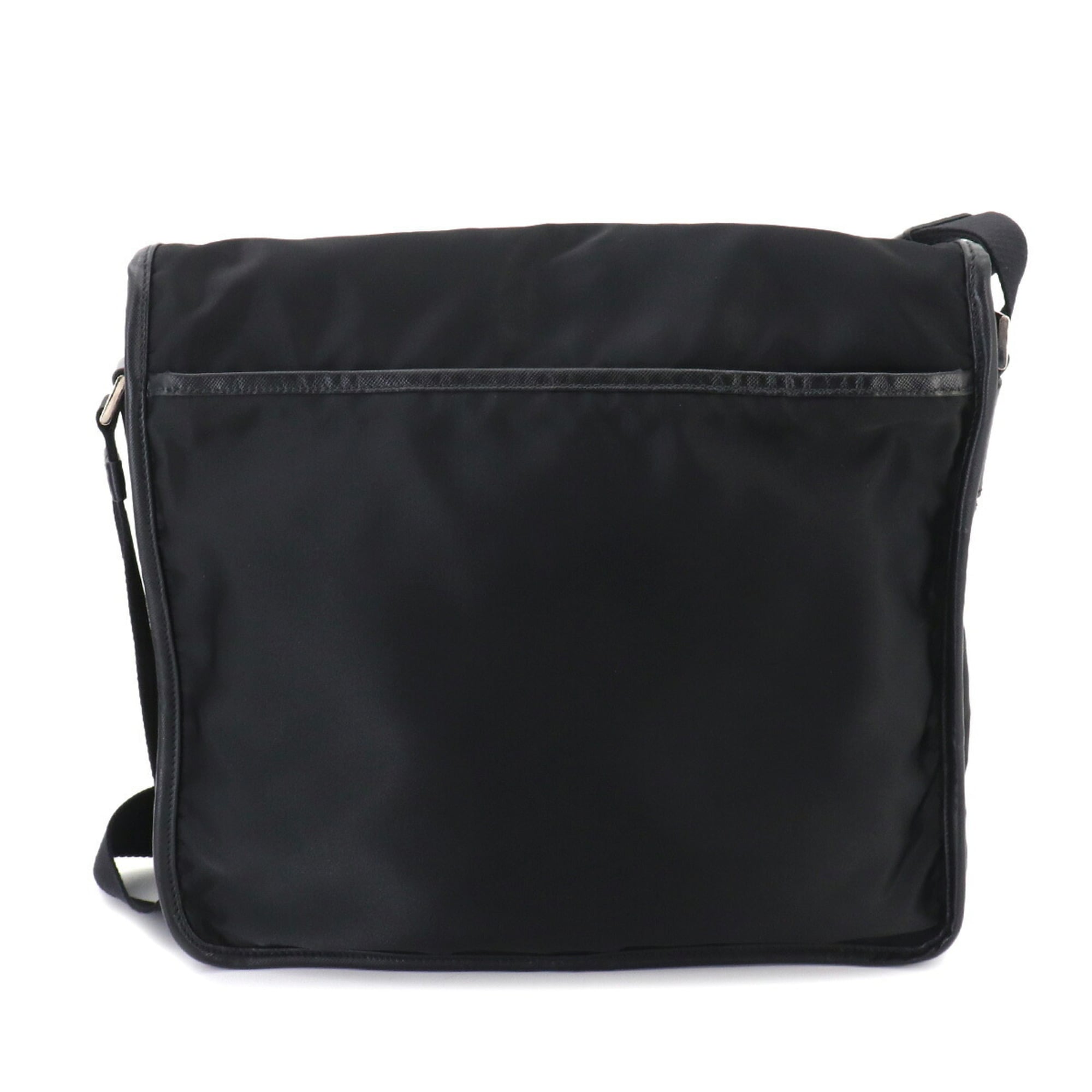 Prada Black Nylon Leather Handbag Messenger Bag Shoulder Bag (Pre-Owned)