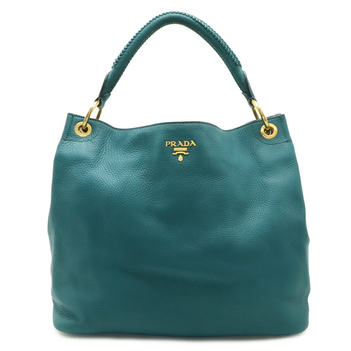 Prada Green Leather Handbag Shoulder Bag (Pre-Owned)