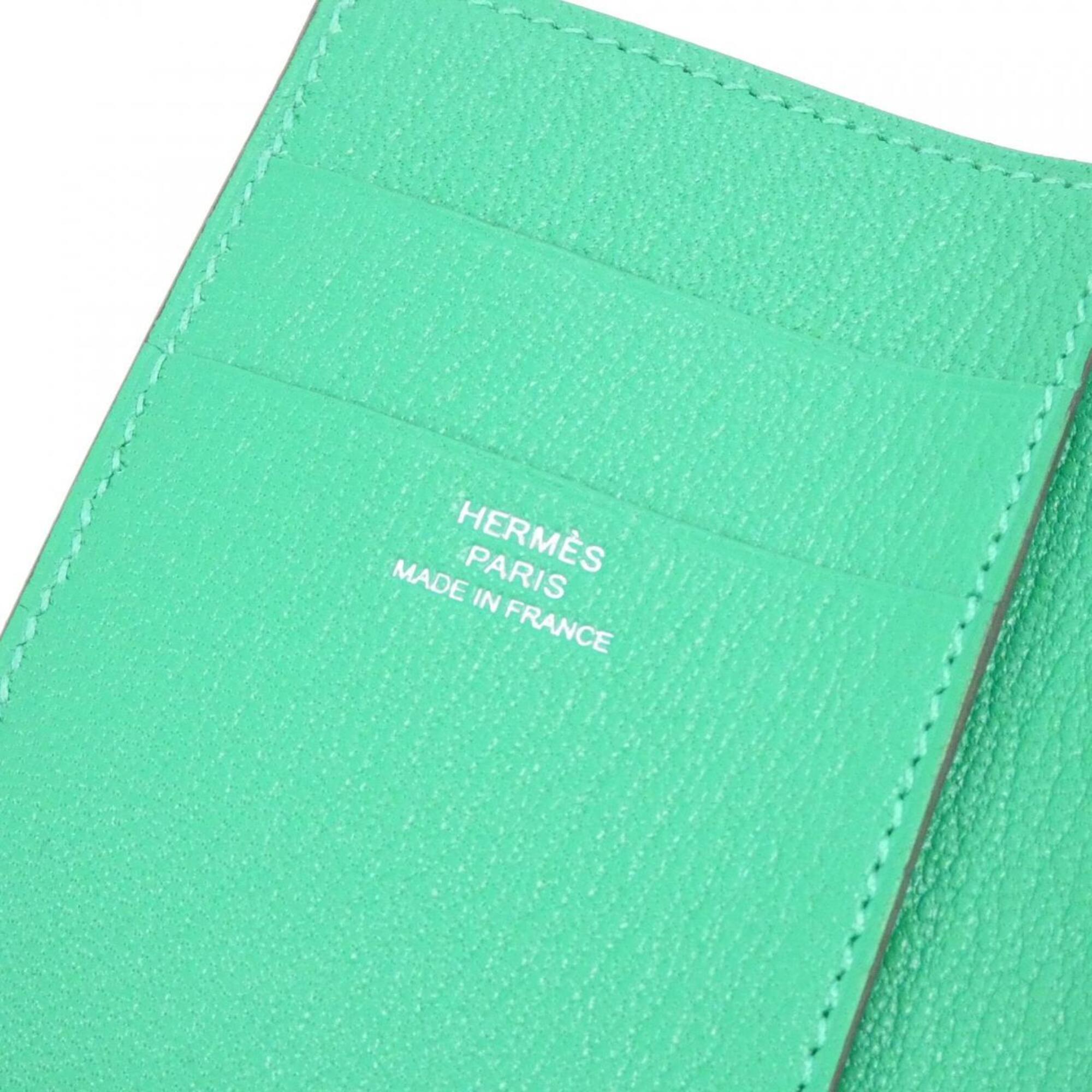 Hermes Green Mint Green Chevre Leather Wallet (Tri-Fold) (Pre-Owned)