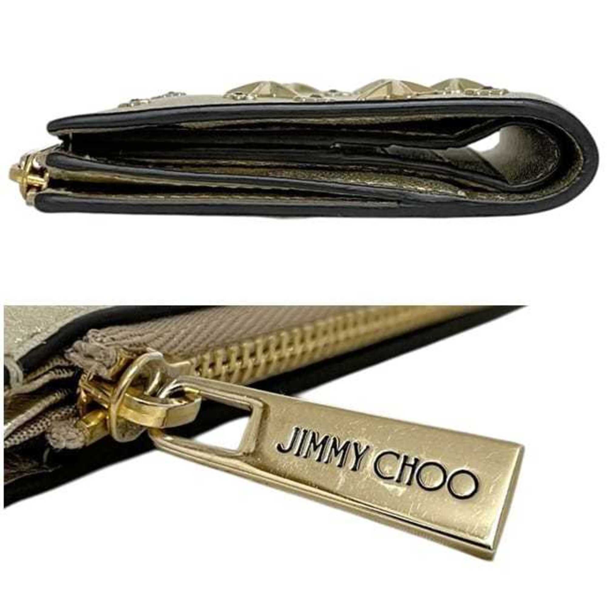 Jimmy Choo Gold Leather Wallet (Bi-Fold) (Pre-Owned)