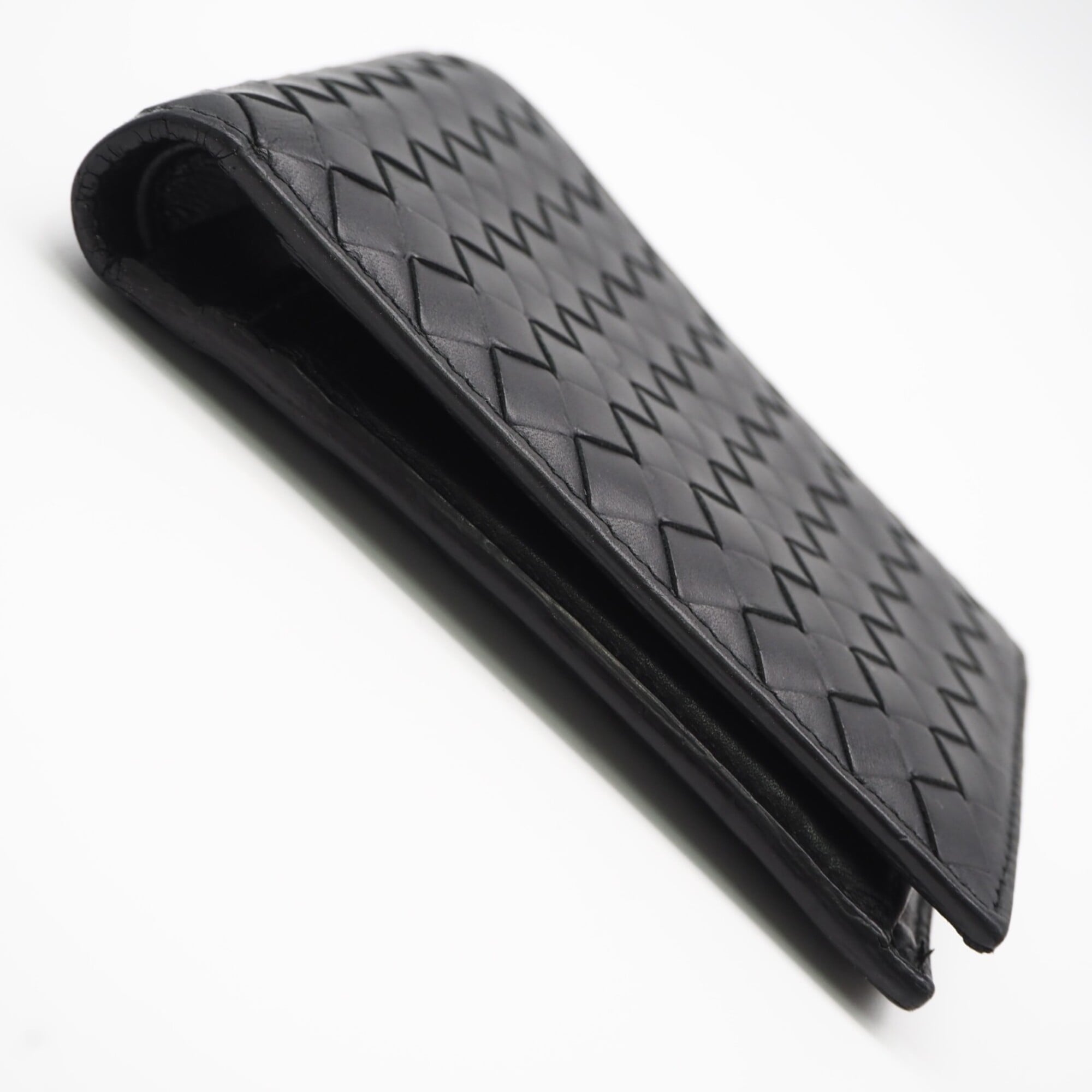 Bottega Veneta Intrecciato Black Leather Wallet (Bi-Fold) (Pre-Owned)