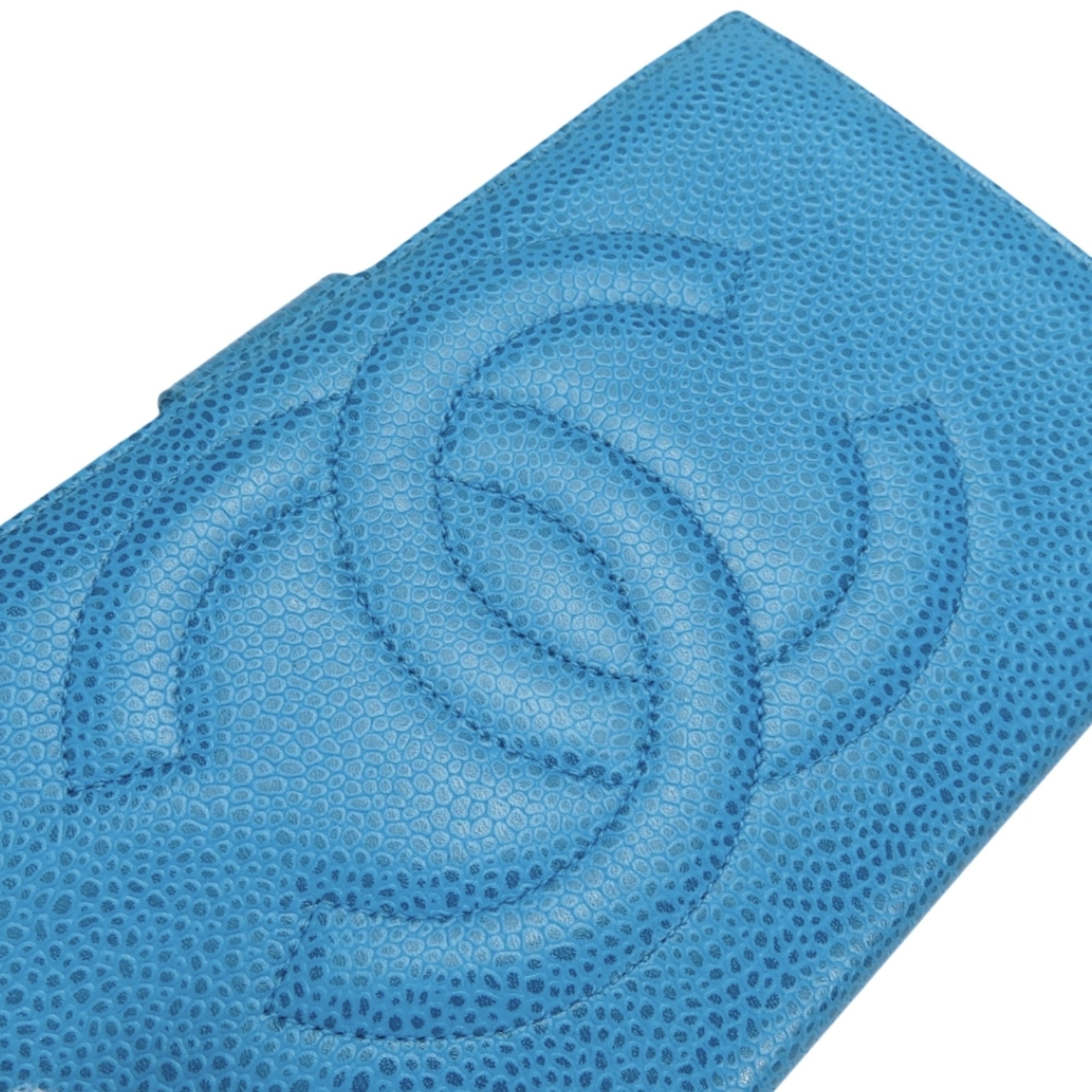 Chanel Blue Grained Calfskin Wallet (Bi-Fold) (Pre-Owned)