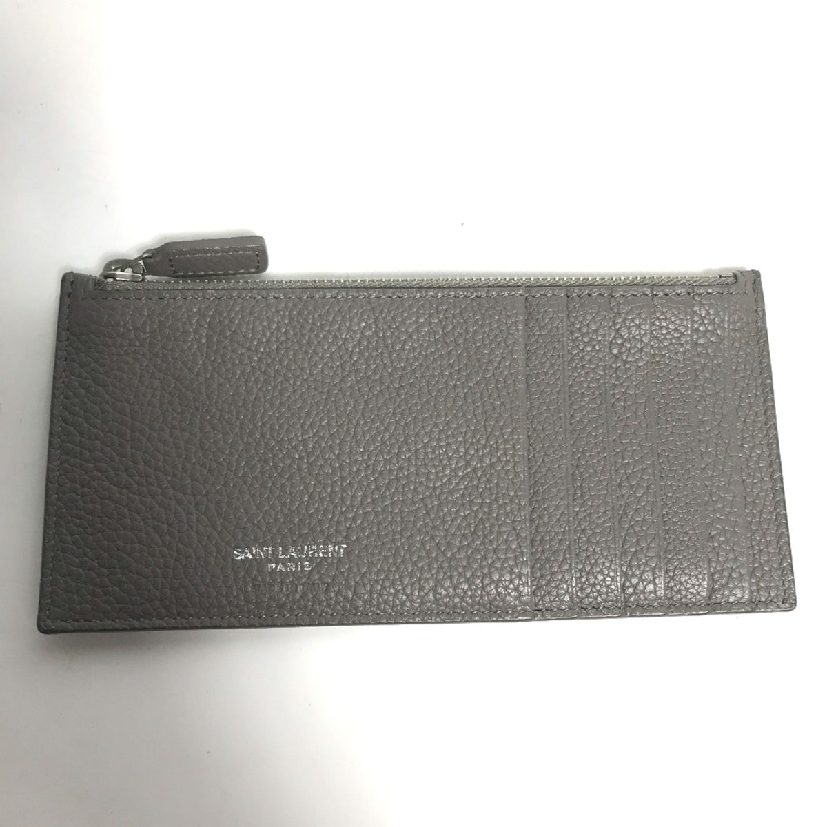 Yves Saint Laurent Gray Leather Long Wallet (Bi-Fold) (Pre-Owned)