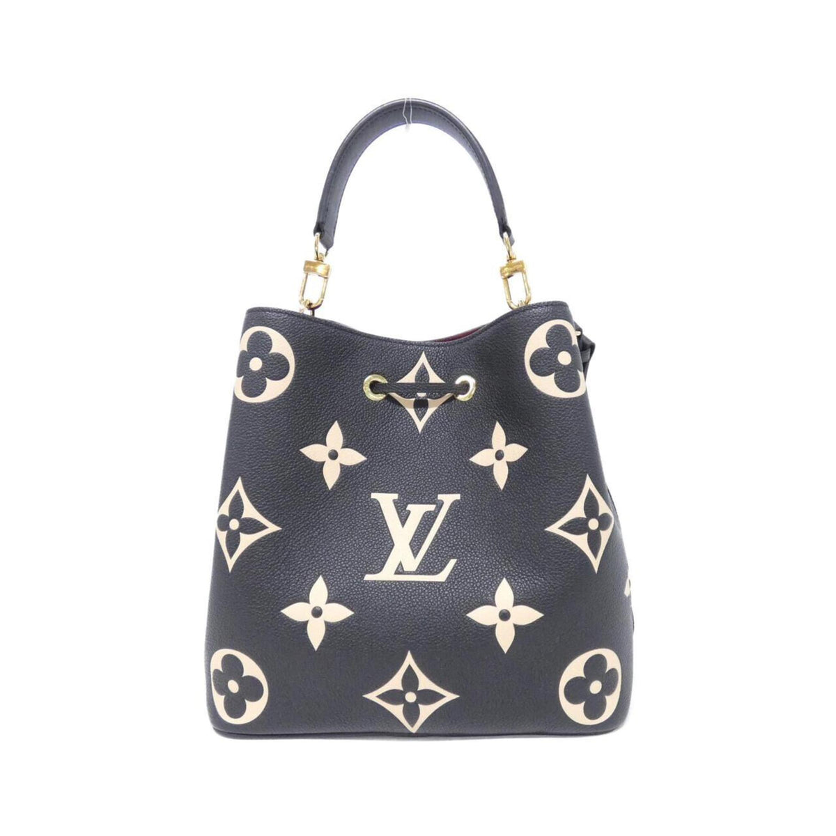 Louis Vuitton Beige Black Leather Pouch Shoulder Bag (Pre-Owned)