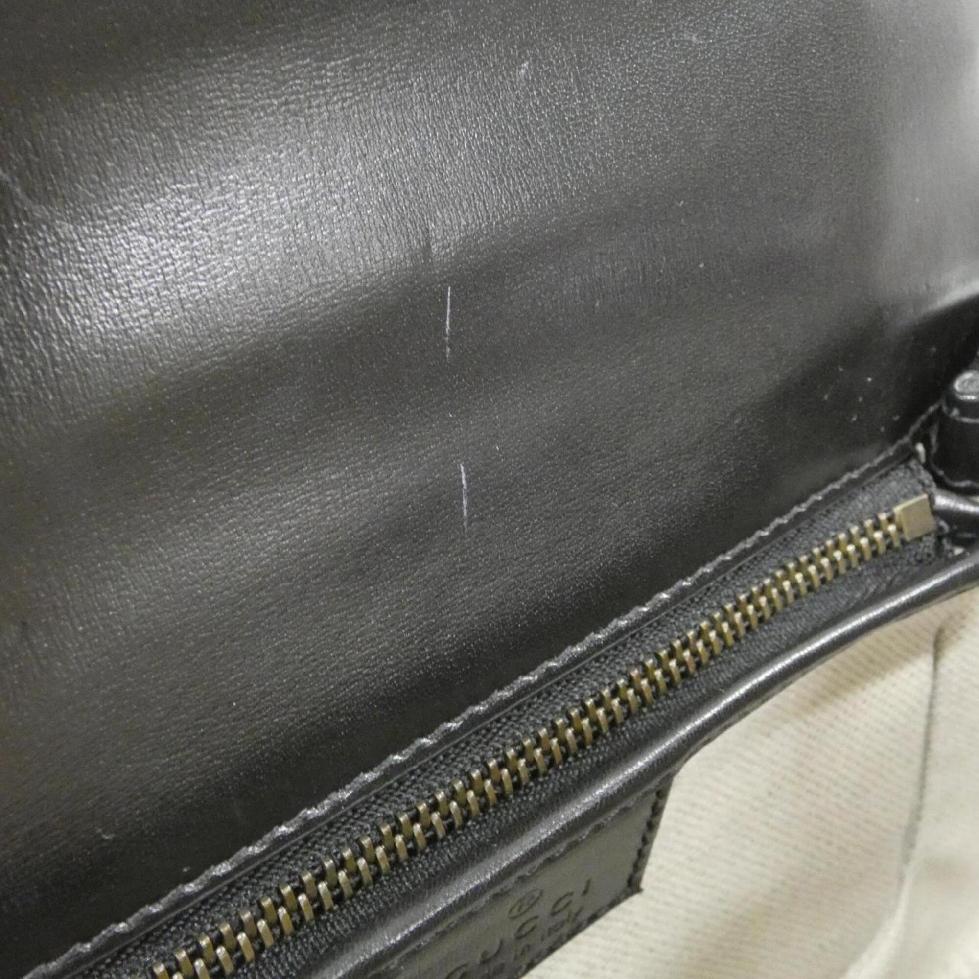 Gucci Bamboo Black Leather Handbag (Pre-Owned)
