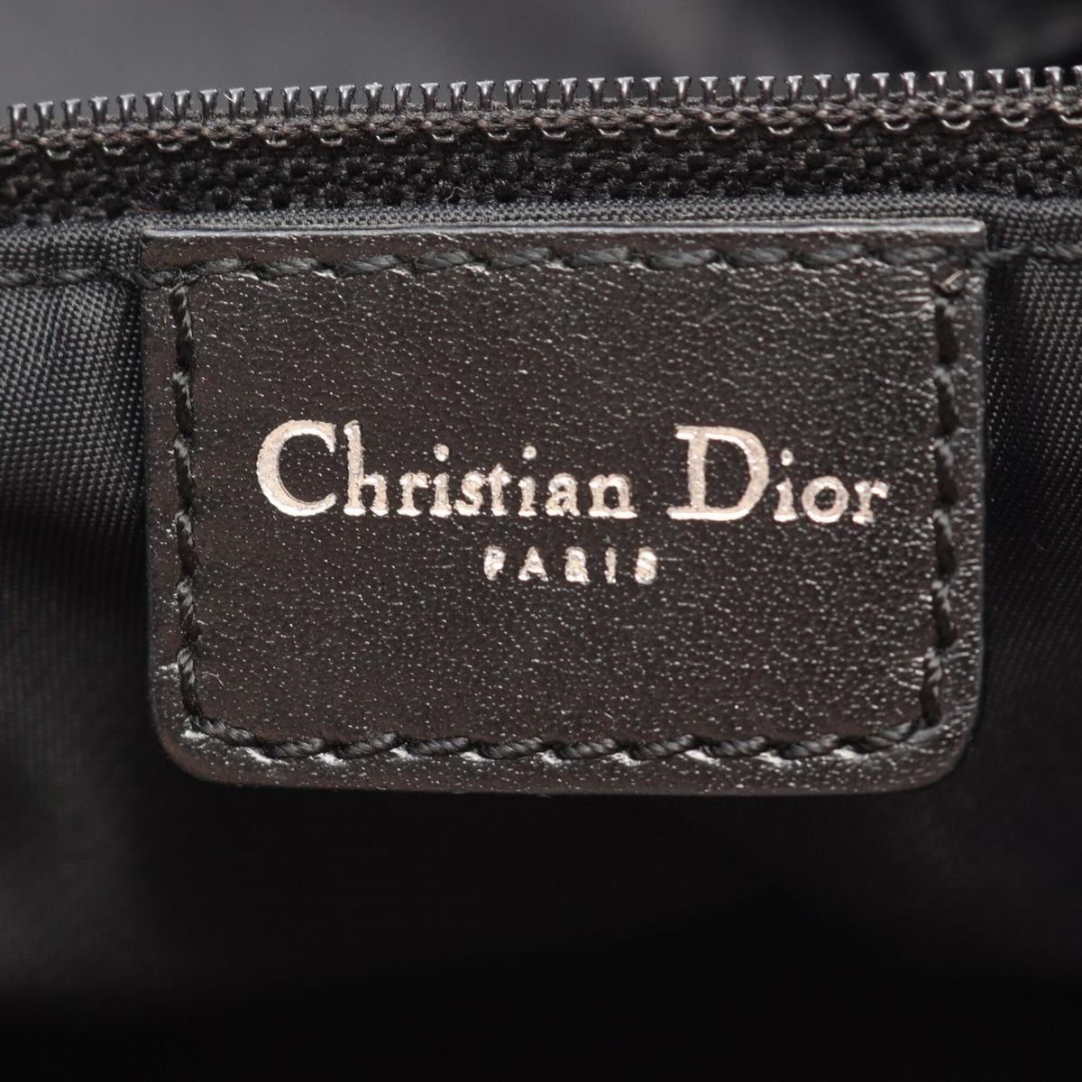 Christian Dior Black Ivory Canvas Leather Handbag Tote Bag (Pre-Owned)