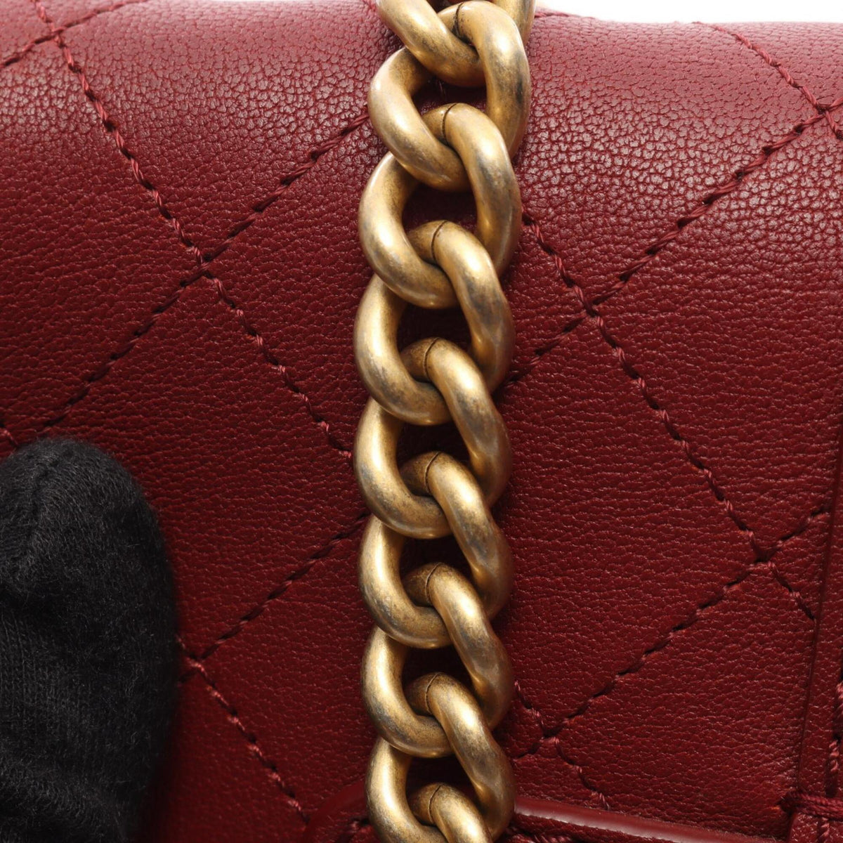 Chanel Bordeaux Leather Handbag Shoulder Bag (Pre-Owned)