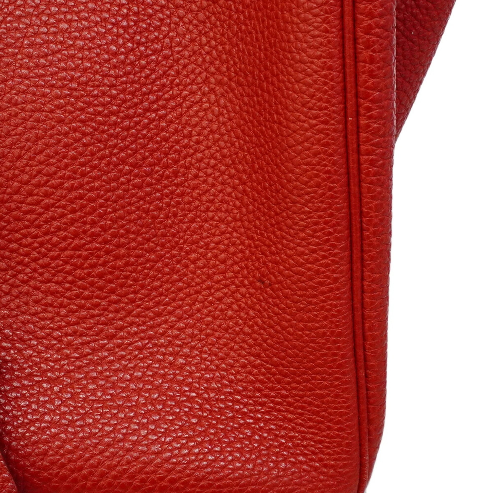 Hermes Rouge Casaque Togo Leather Handbag (Pre-Owned)