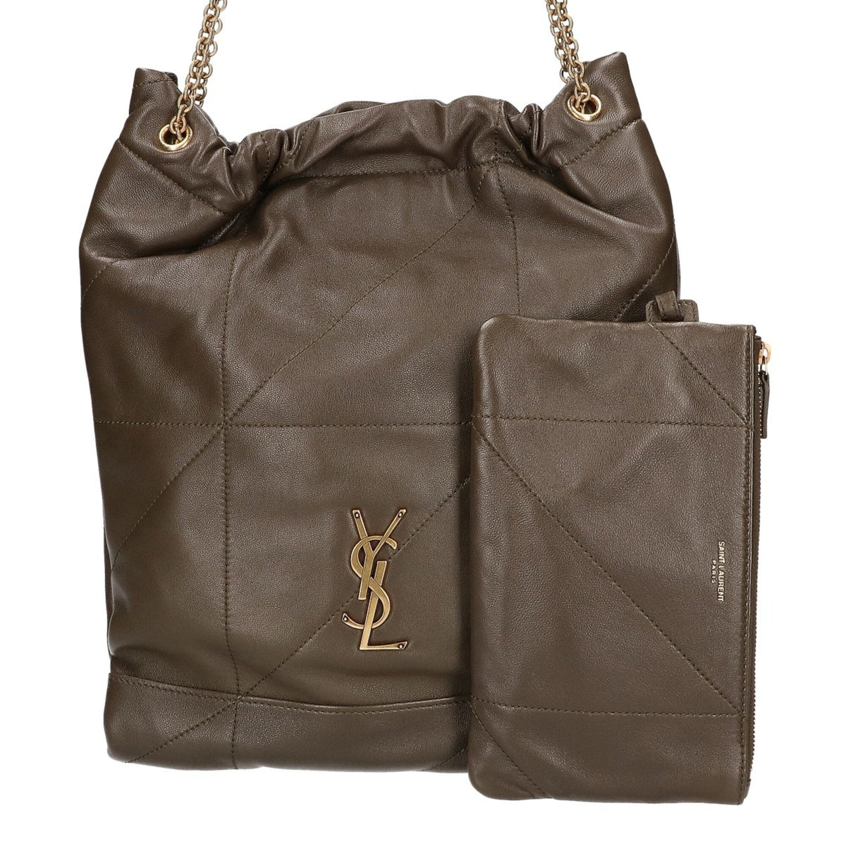 Yves Saint Laurent Khaki Leather Shoulder Bag (Pre-Owned)