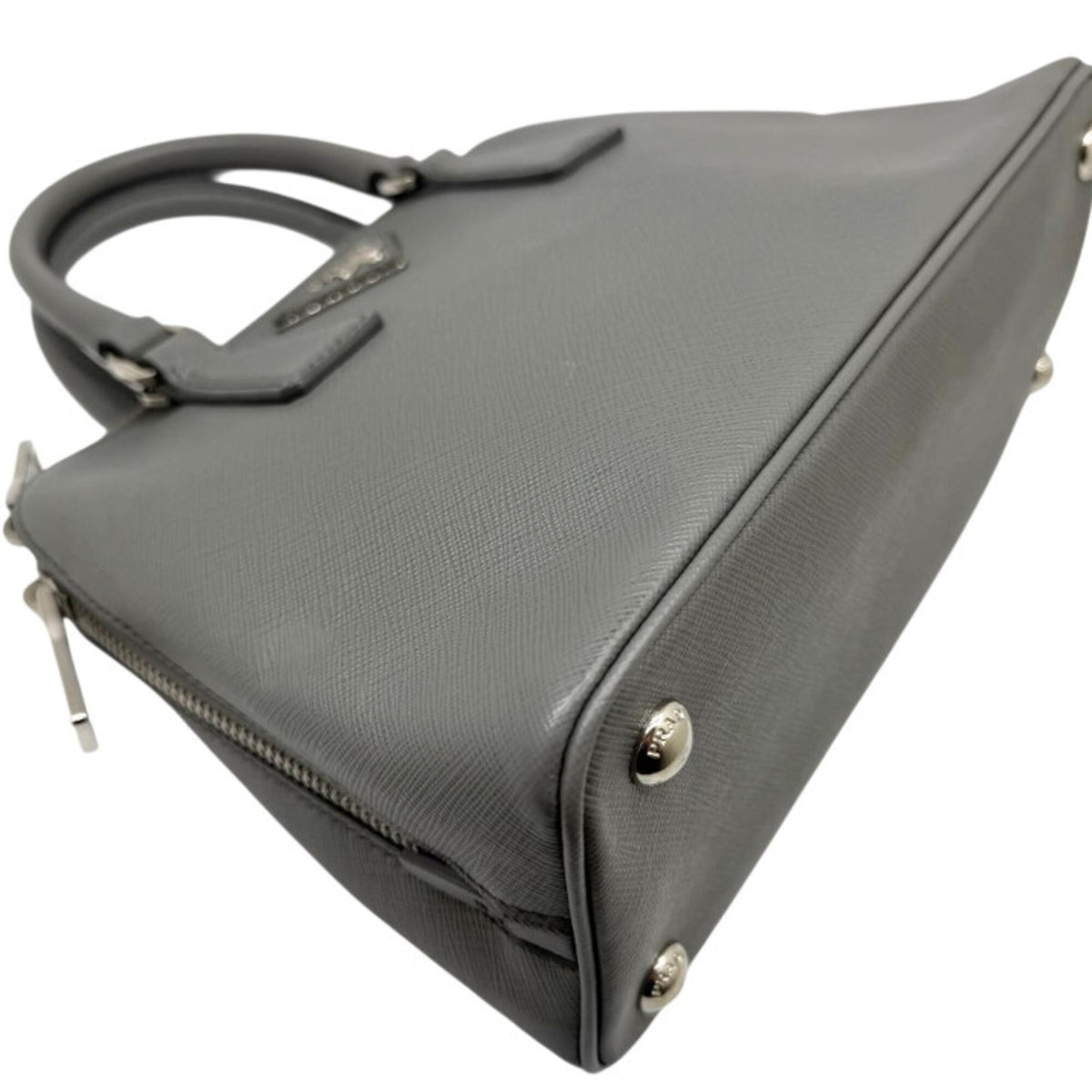 Prada Gray Leather Handbag Shoulder Bag (Pre-Owned)