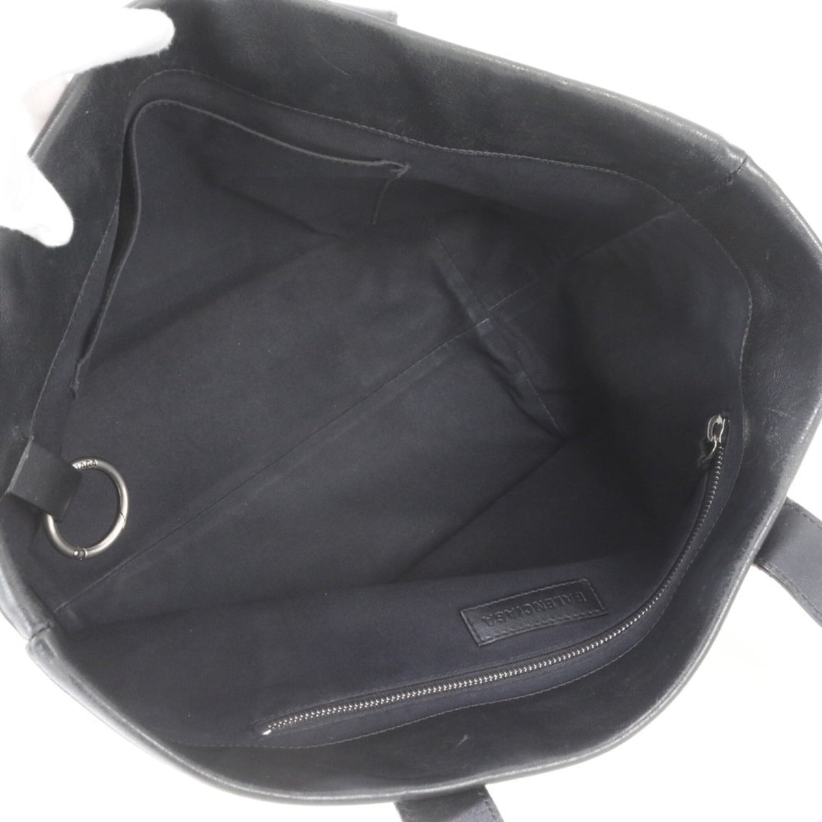 Balenciaga Black Ivory Leather Canvas Handbag Shoulder Bag Tote Bag (Pre-Owned)