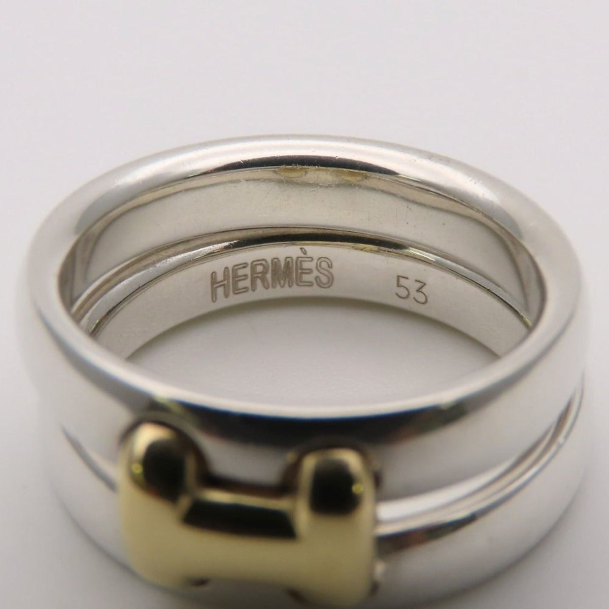 Hermes Gold Silver Yellow Gold (18K) Silver 925 Band Ring (Pre-Owned)