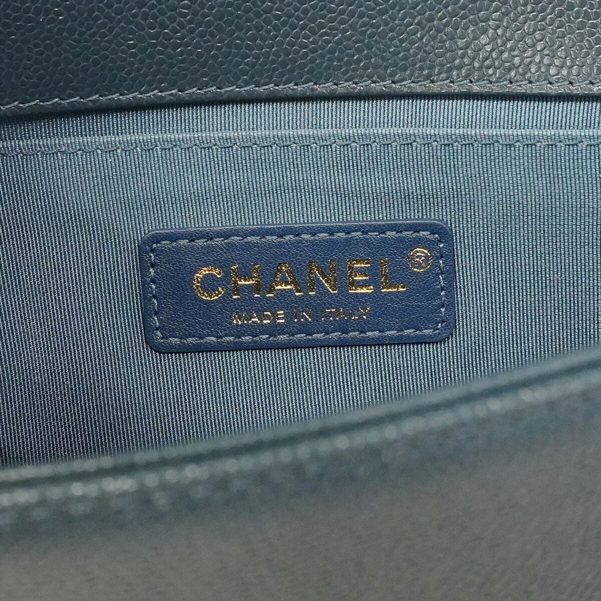 Chanel Blue Grained Calfskin Shoulder Bag (Pre-Owned)