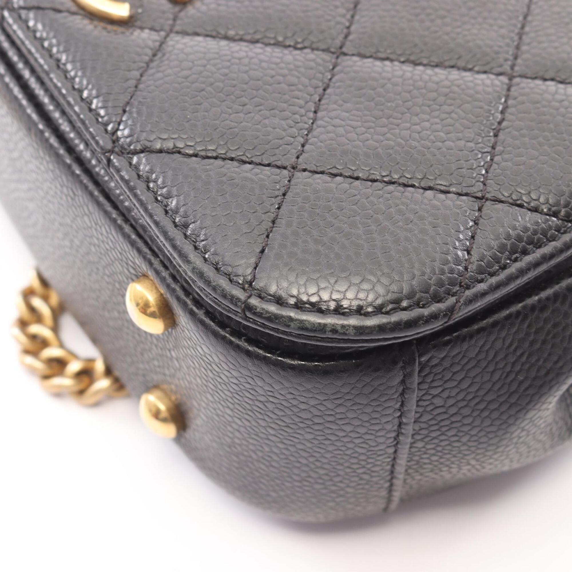 Chanel Black Grained Calfskin Handbag Shoulder Bag (Pre-Owned)