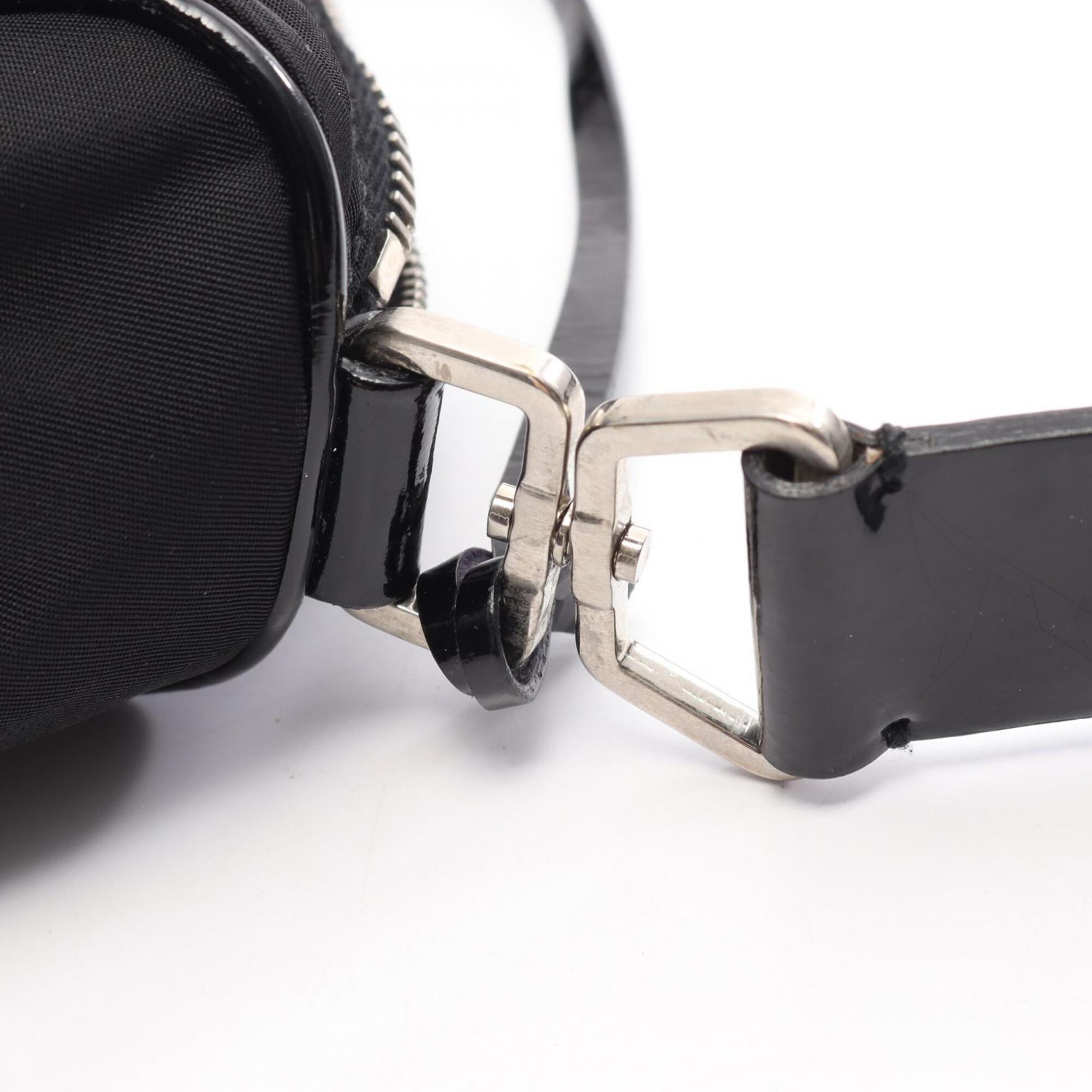 Prada Black Nylon Leather Handbag Shoulder Bag (Pre-Owned)
