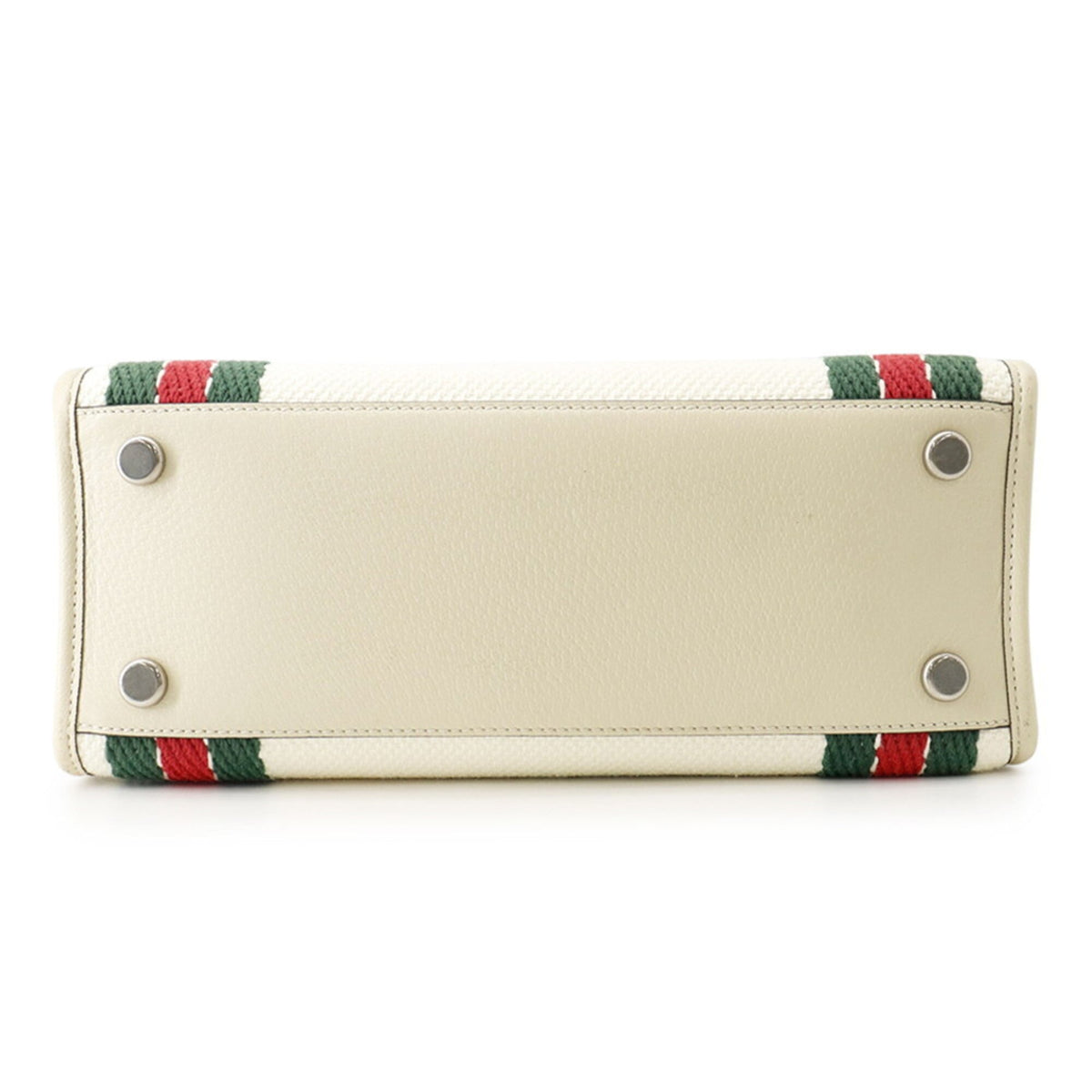 Gucci Multi-Color White Canvas Leather Handbag Tote Bag (Pre-Owned)