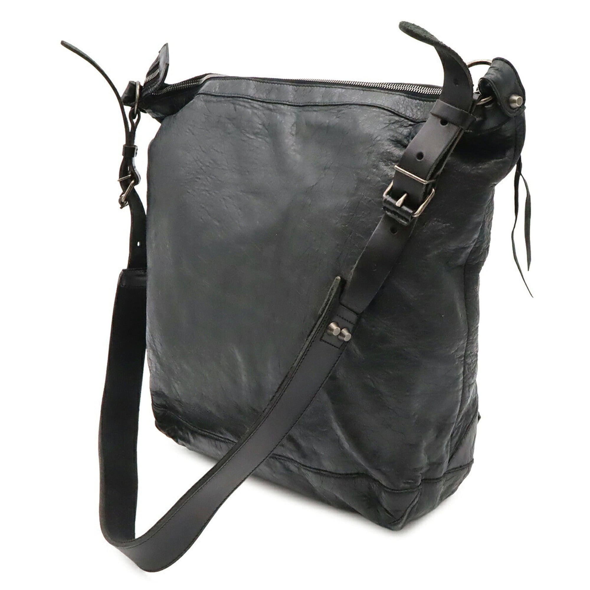 Balenciaga Black Leather Handbag Shoulder Bag (Pre-Owned)