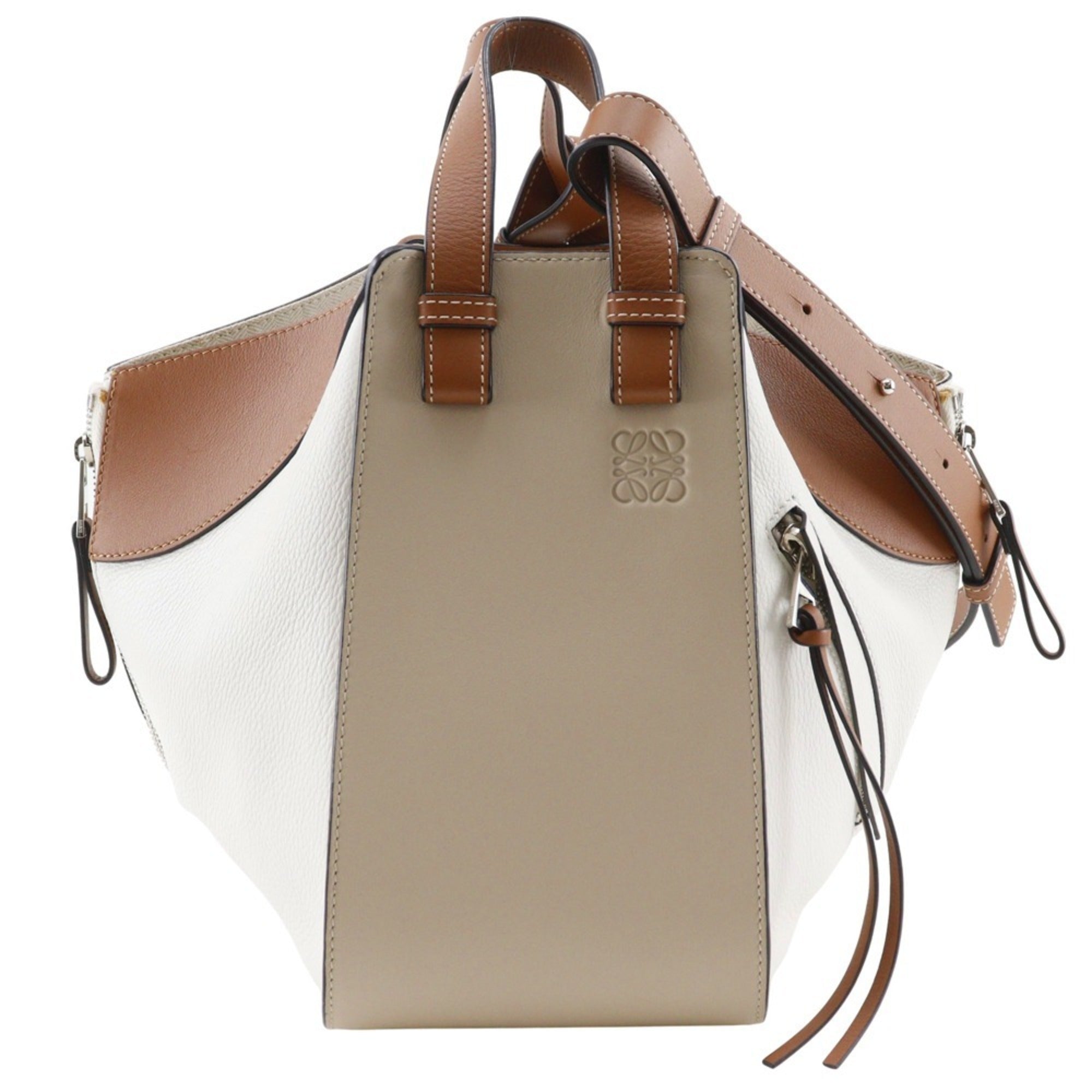 Loewe Hammock Brown White Leather Handbag (Pre-Owned)