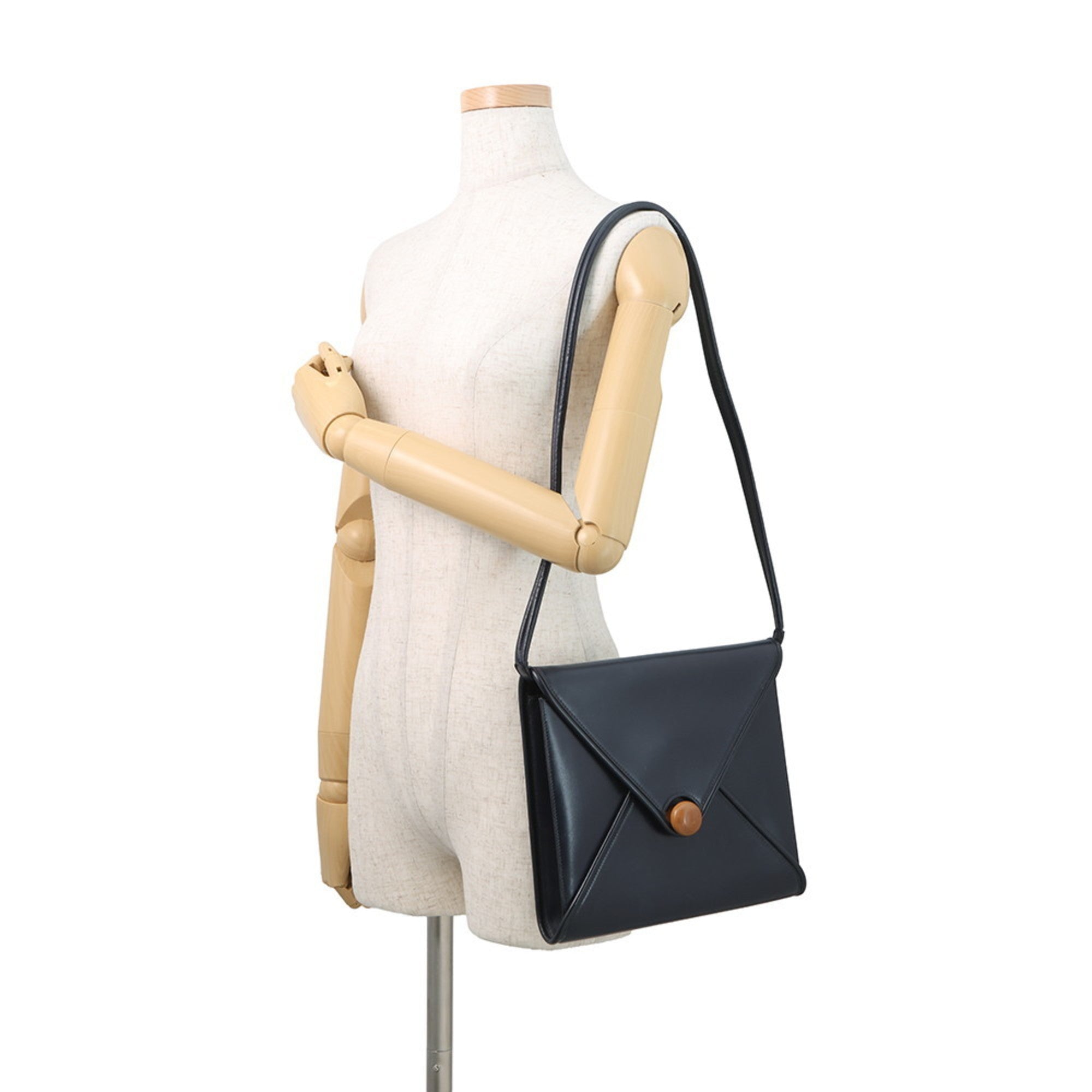 Hermes Navy Box Nepal Leather Handbag Shoulder Bag (Pre-Owned)