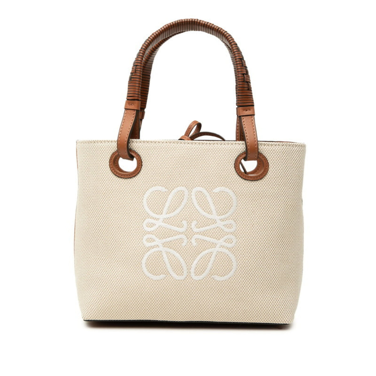 Loewe Beige Brown Canvas Leather Handbag Shoulder Bag (Pre-Owned)