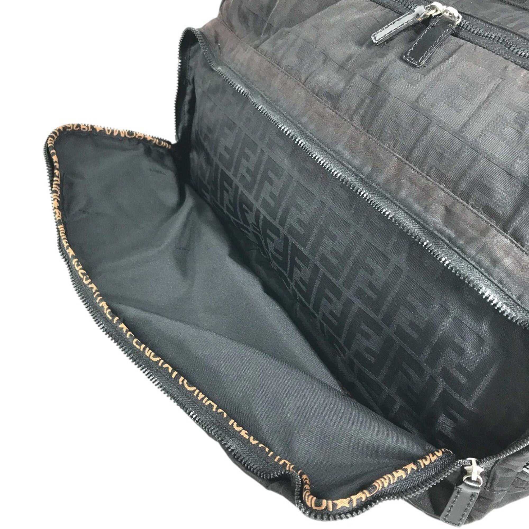 Fendi Zucca Black Nylon Boston Bag (Pre-Owned)