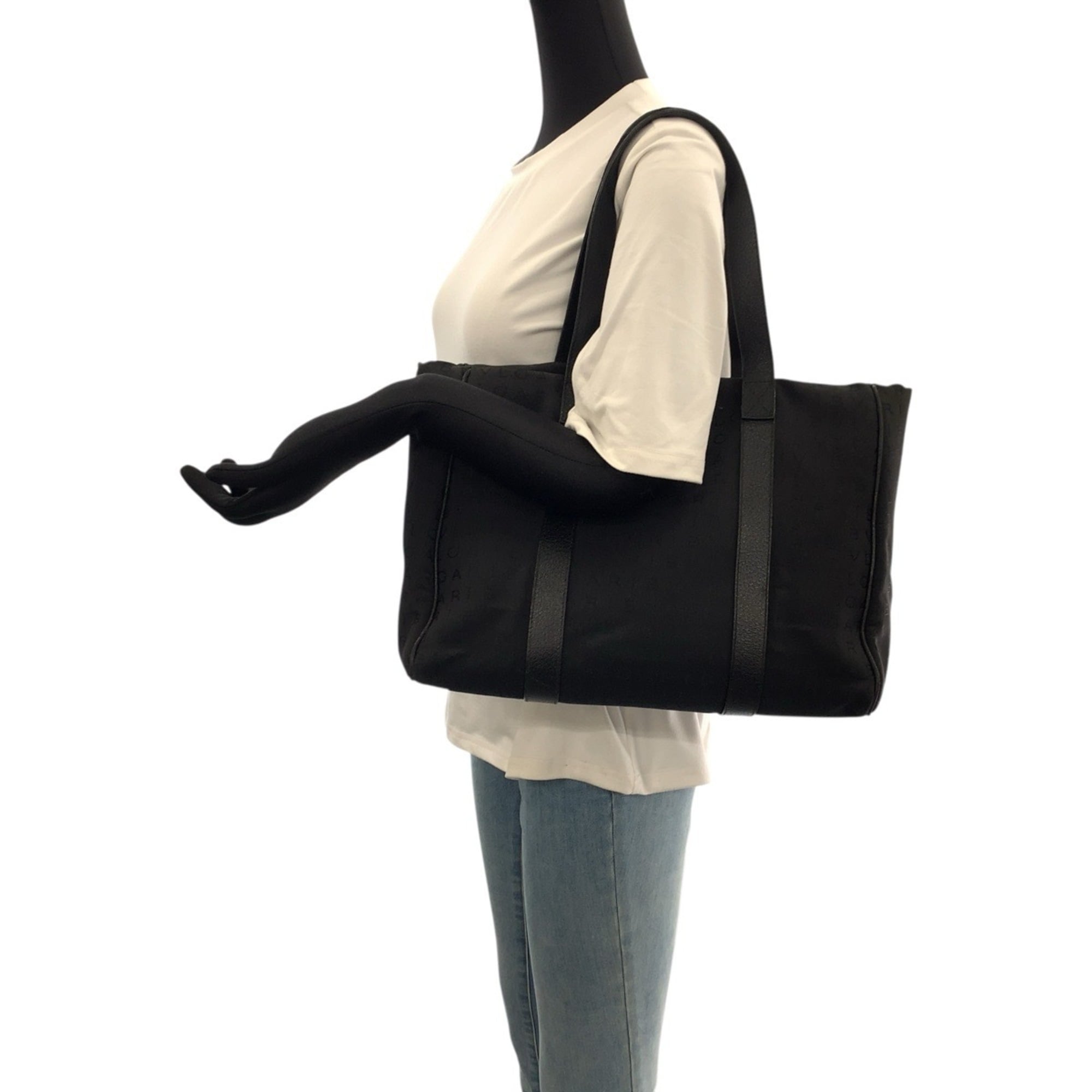 Bvlgari Black Canvas Leather Handbag Shoulder Bag (Pre-Owned)