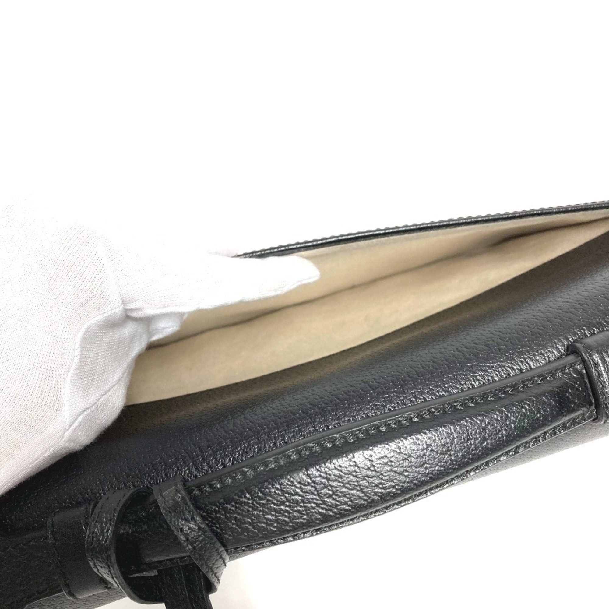 Gucci Black Leather Briefcase Handbag (Pre-Owned)