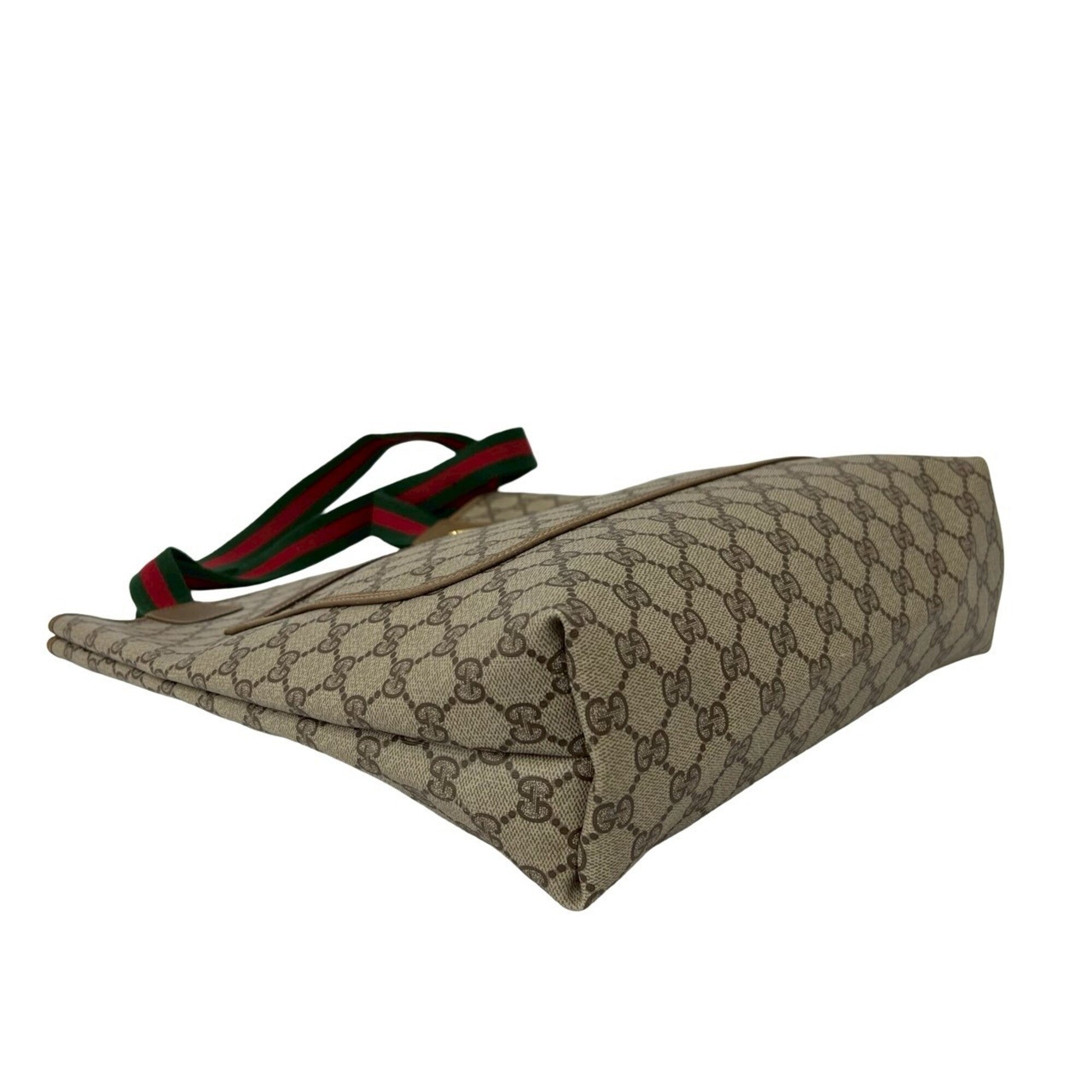 Gucci Brown Green Red Color Leather Pvc Shoulder Bag Tote Bag (Pre-Owned)