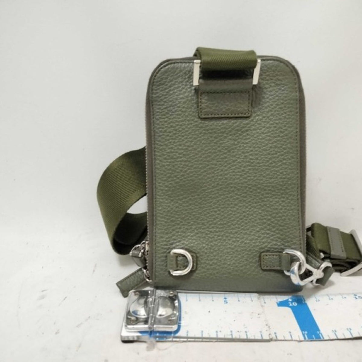 Prada Khaki Leather Shoulder Bag (Pre-Owned)