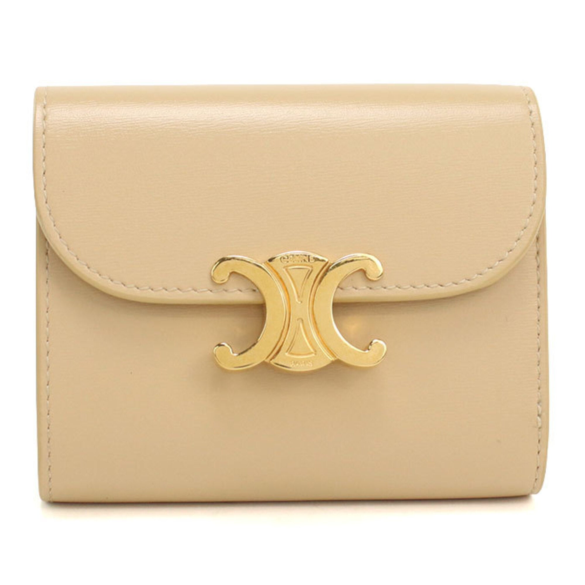 Celine Beige Leather Wallet (Tri-Fold) (Pre-Owned)