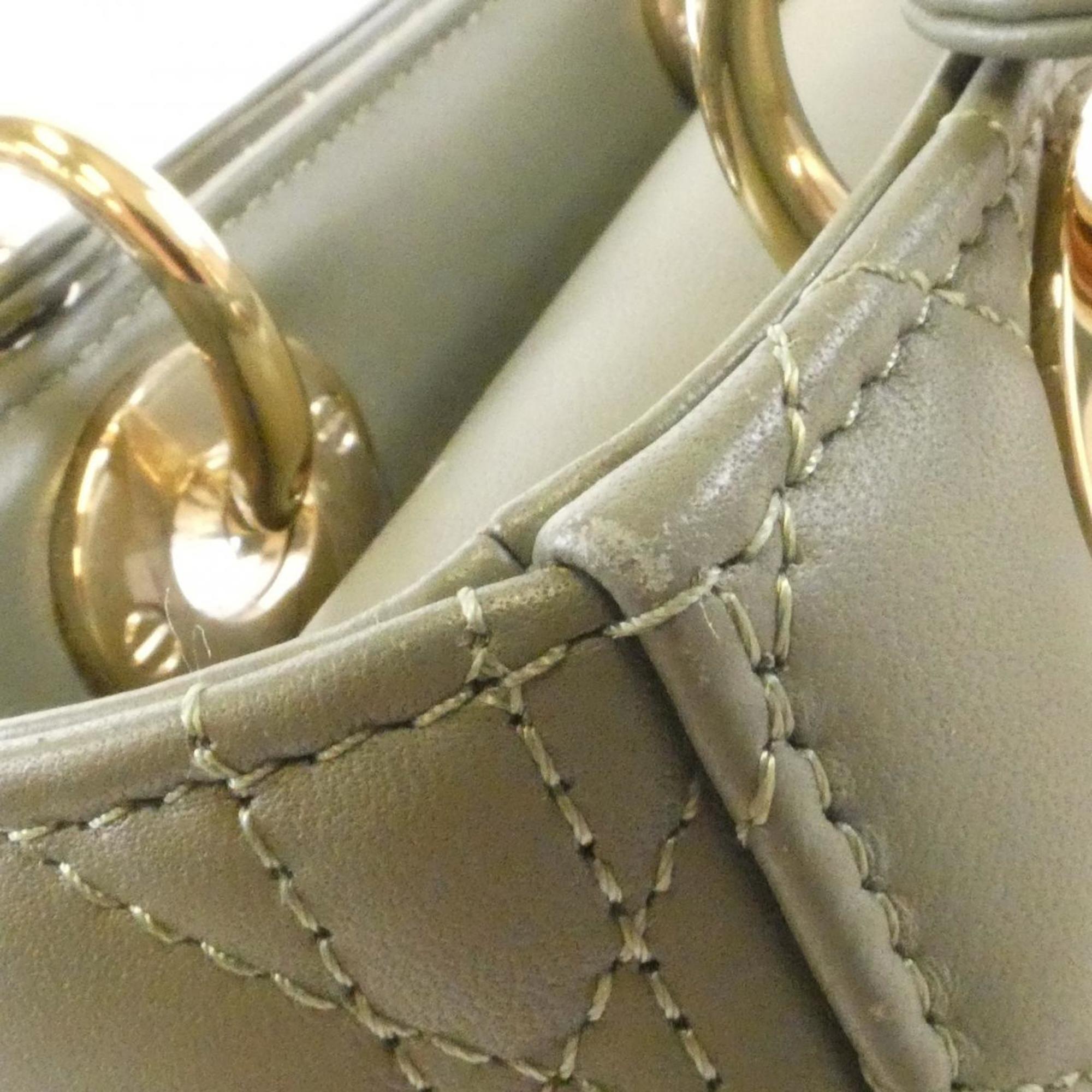 Christian Dior Lady Dior Dark Green Leather Handbag (Pre-Owned)
