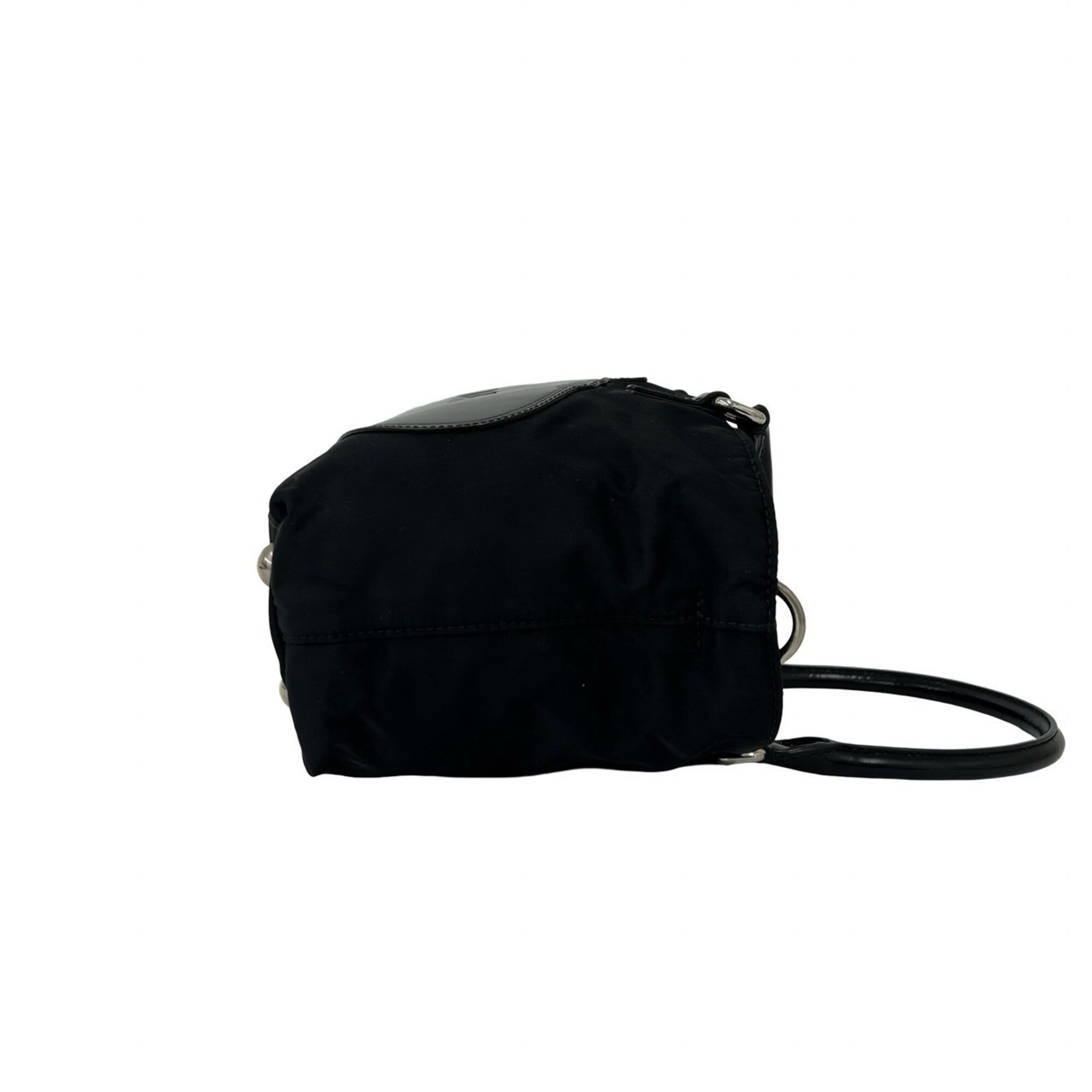 Prada Black Nylon Leather Handbag Shoulder Bag Tote Bag (Pre-Owned)