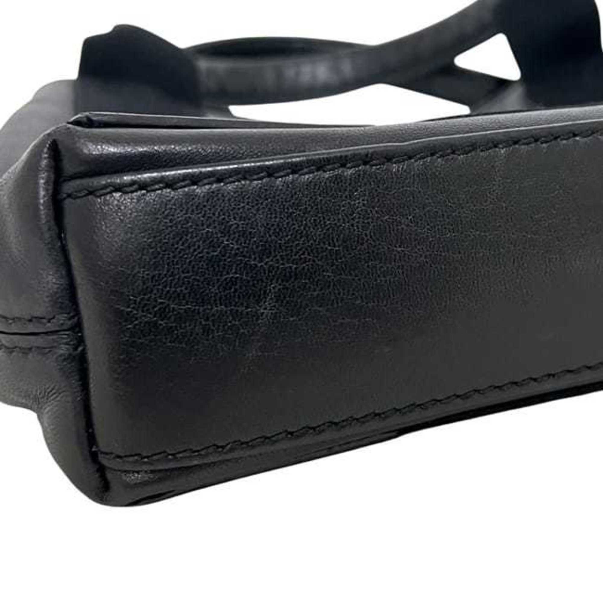 Balenciaga Black Leather Handbag Pouch Shoulder Bag Tote Bag (Pre-Owned)